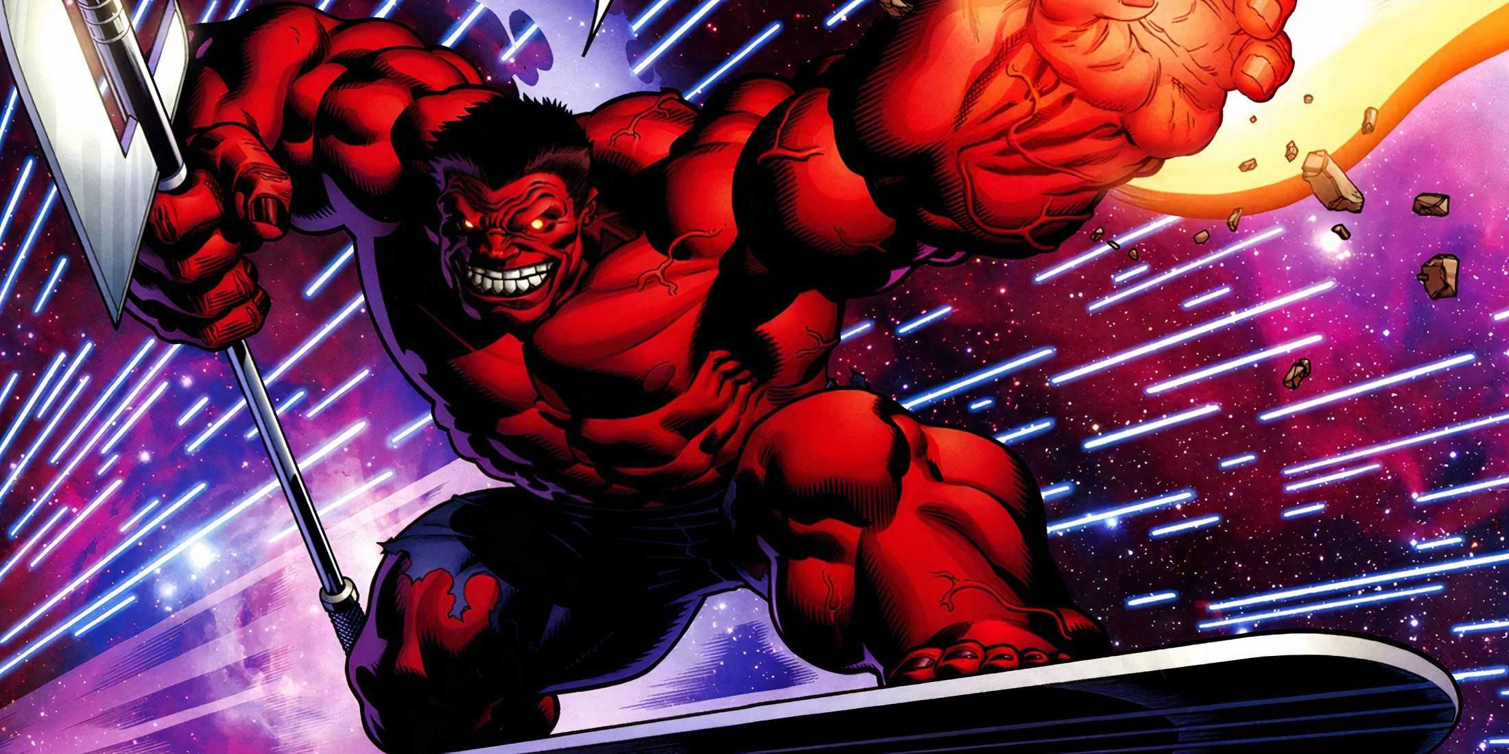 Hulk Vermelho Na Prancha De Surfe Do Surfista Prateado Na Marvel Comics