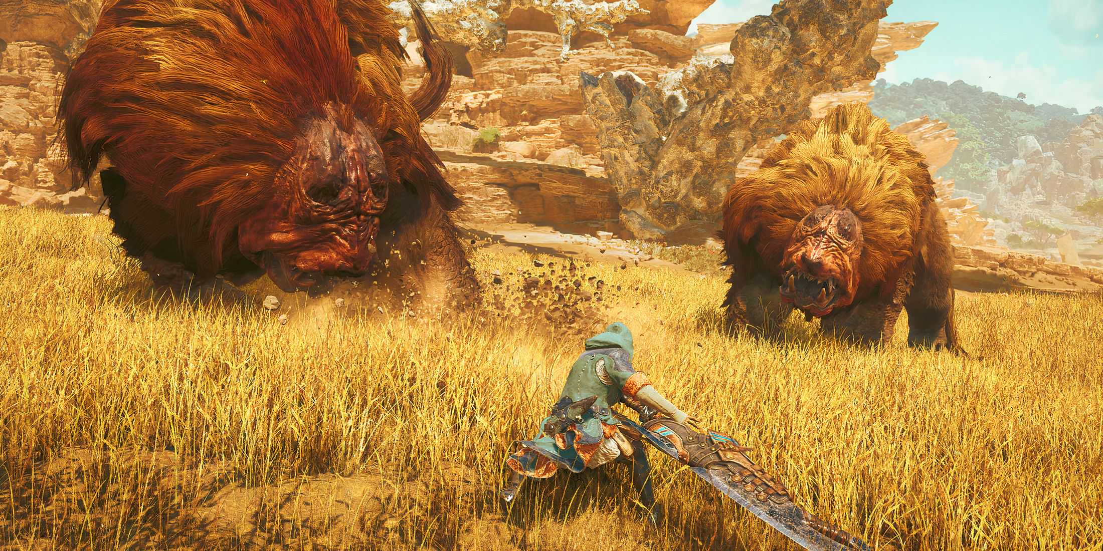 Player fighting Doshaguma in Monster Hunter Wilds