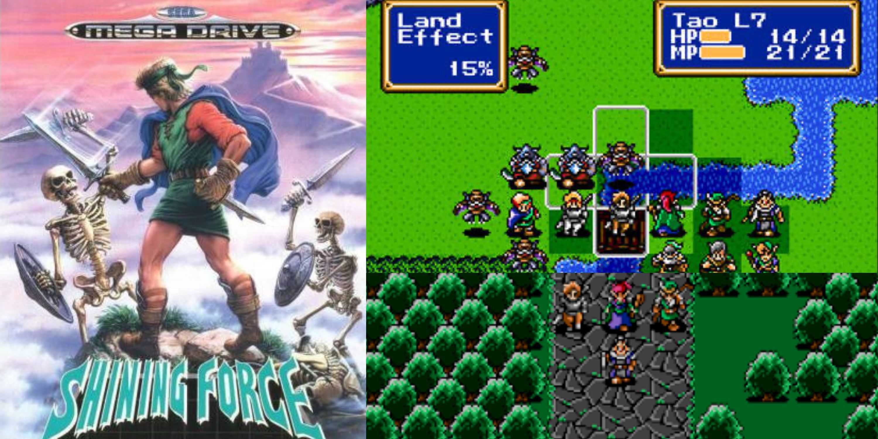 Arte da capa e capturas de tela do Shining Force