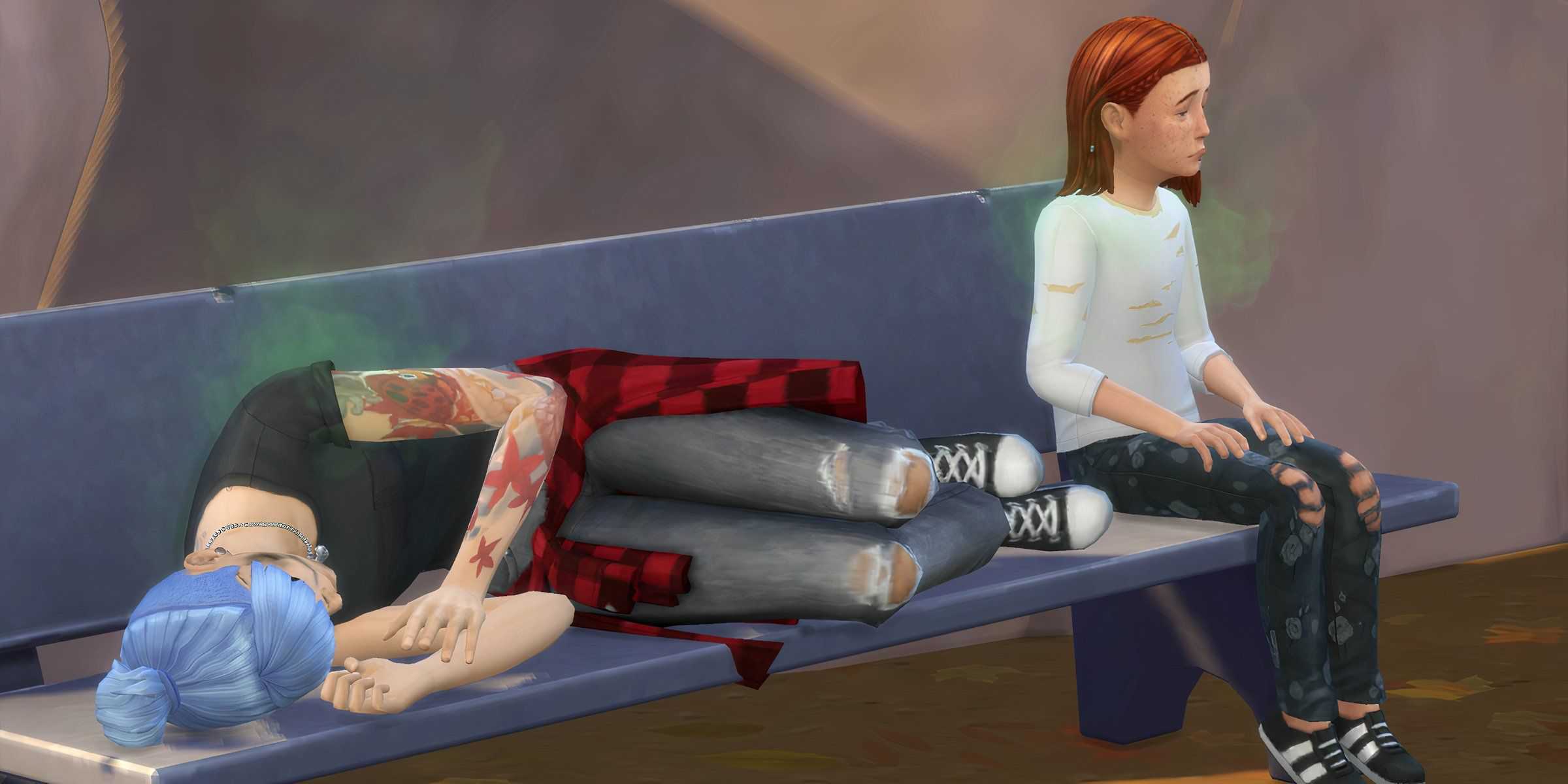 Stinky and dirty Sims from a Rags To Riches storyline