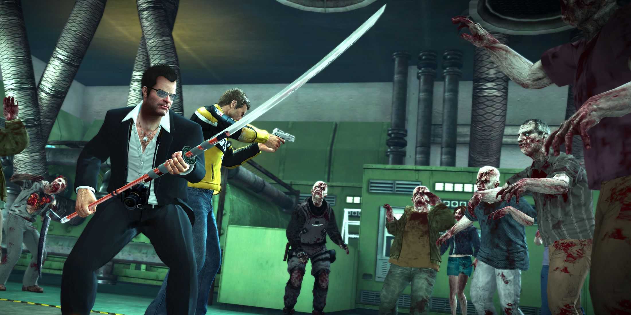 dead rising 2 case west frank and chuck fighting zombies