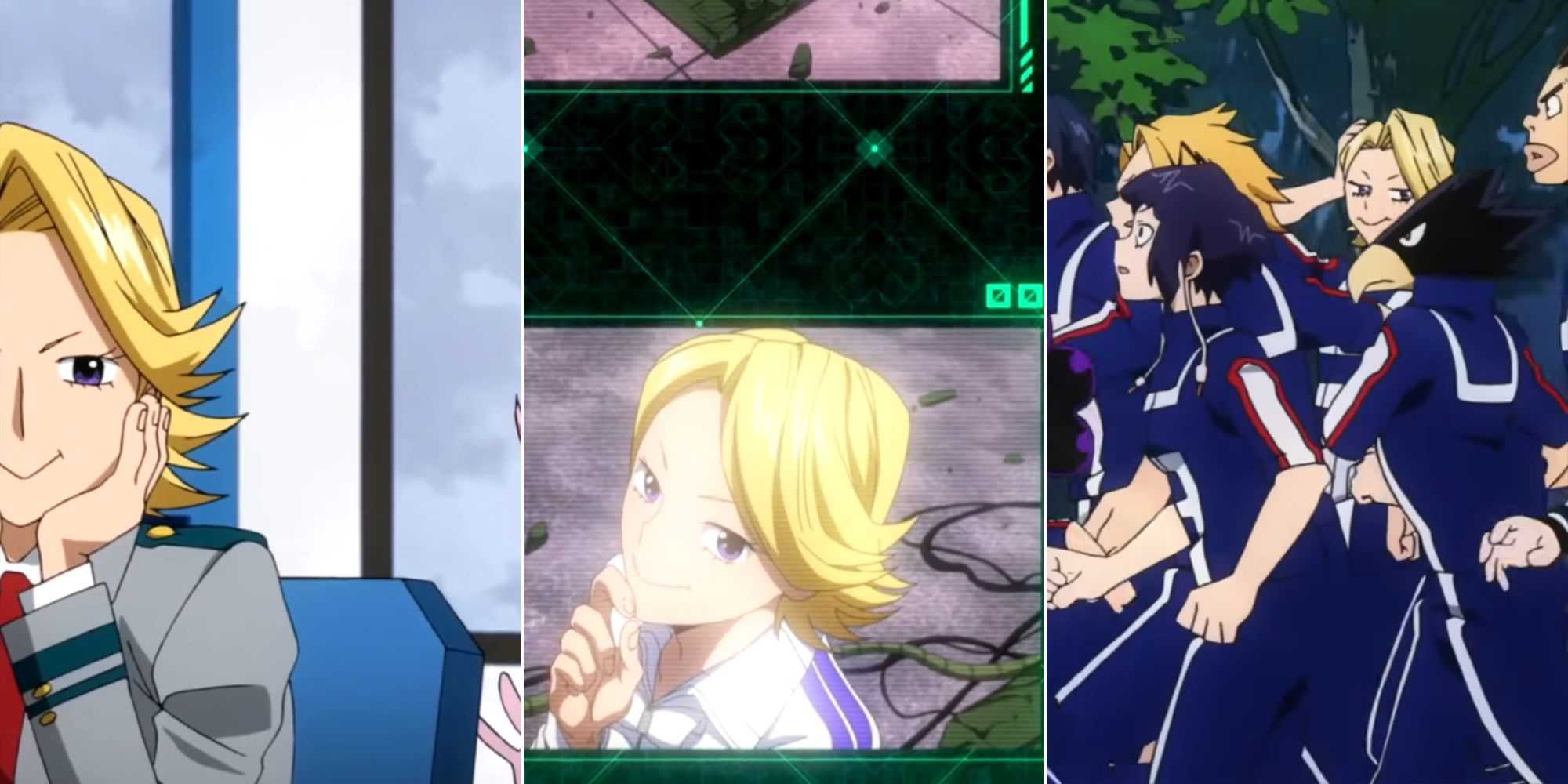 Aoyama olhando para a câmera em vários momentos da série.