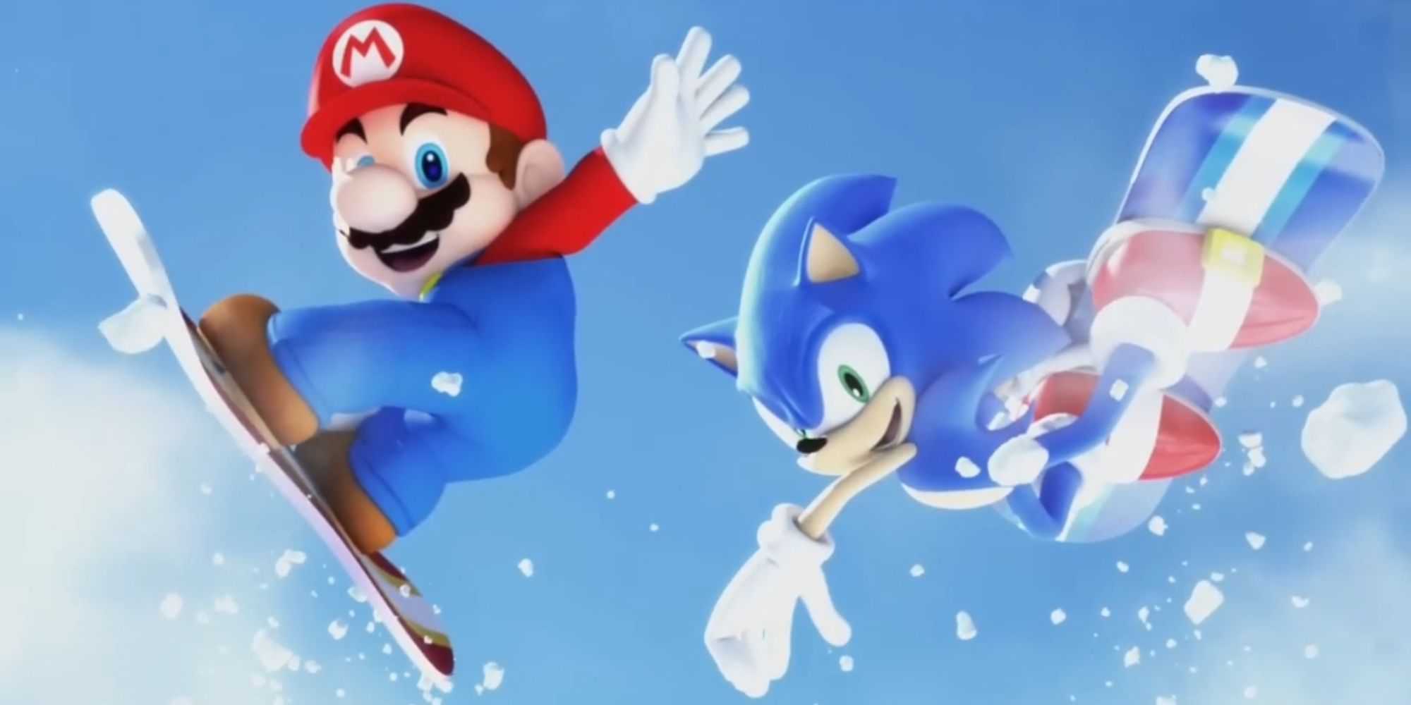 Mario and Sonic snowboarding