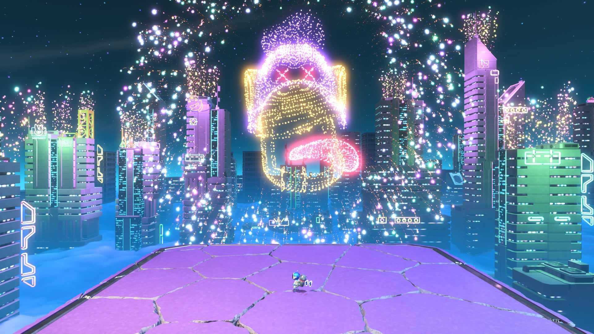 astro bot gorilla boss fireworks