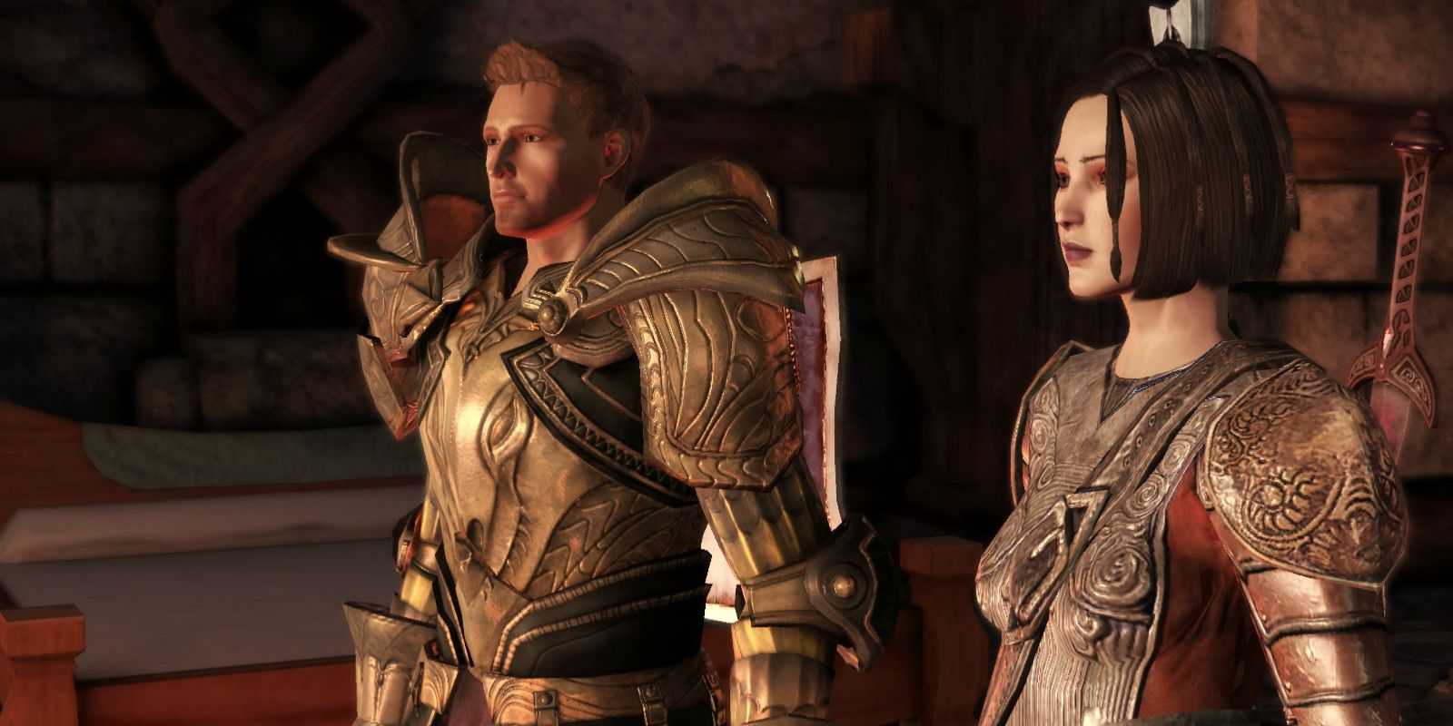 Alistair and Cousland Warden before the coronation in Dragon Age: Origins