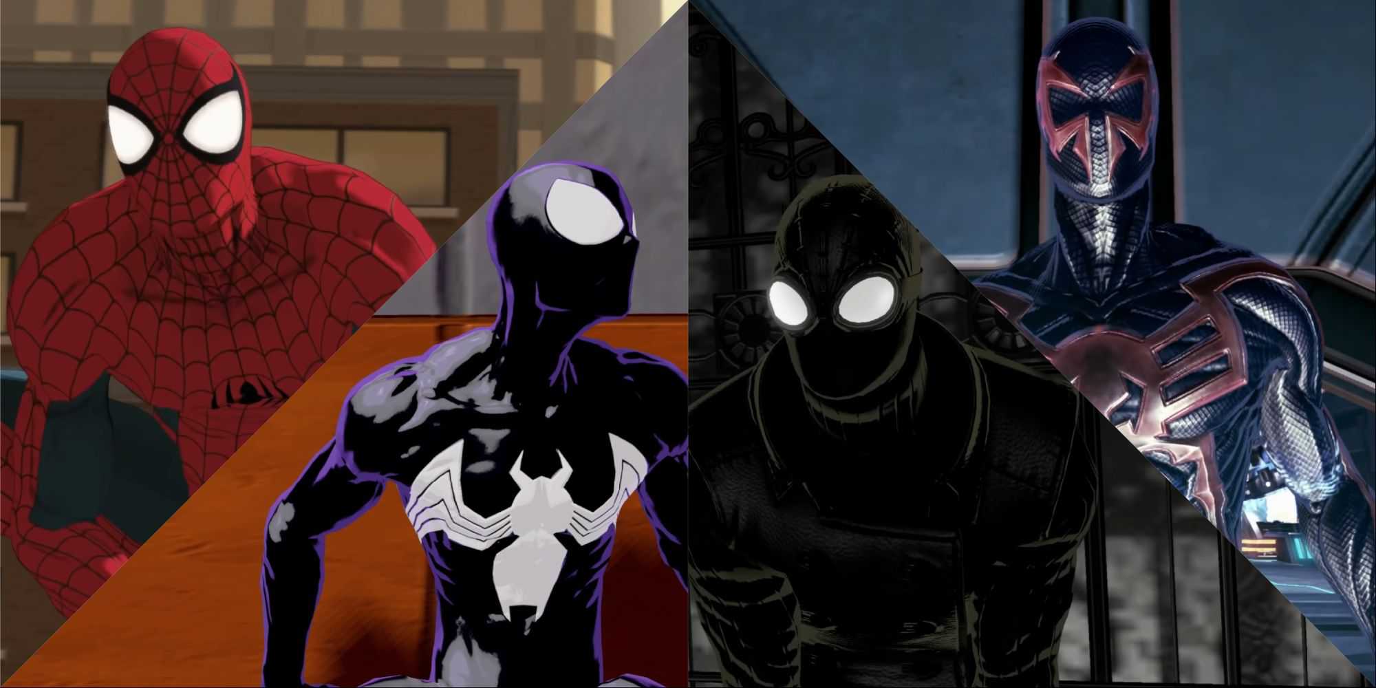 As quatro variantes do Homem-Aranha em Spider-Man Shattered Dimensions