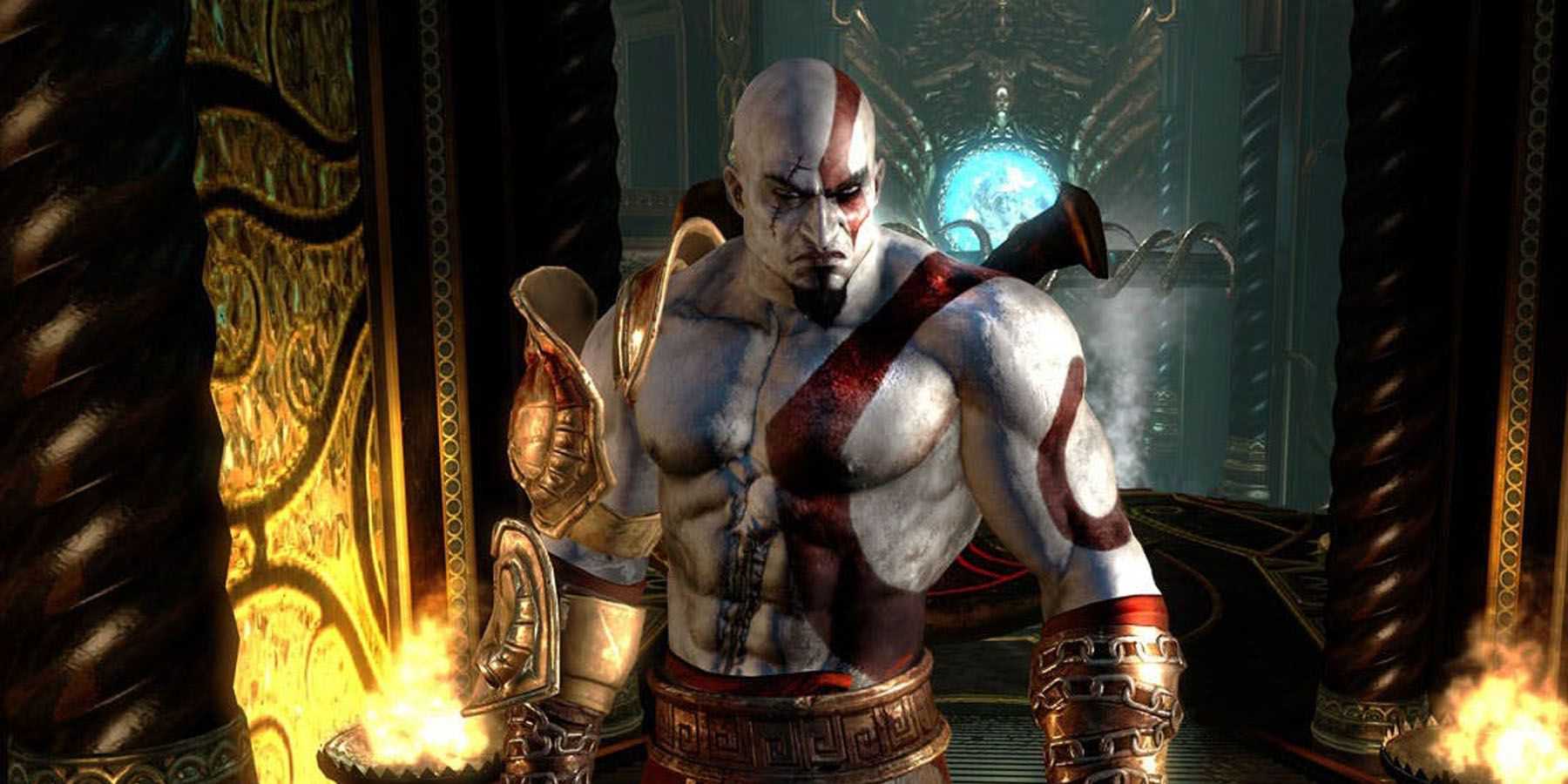 Uma captura de tela de Kratos de God of War 3.