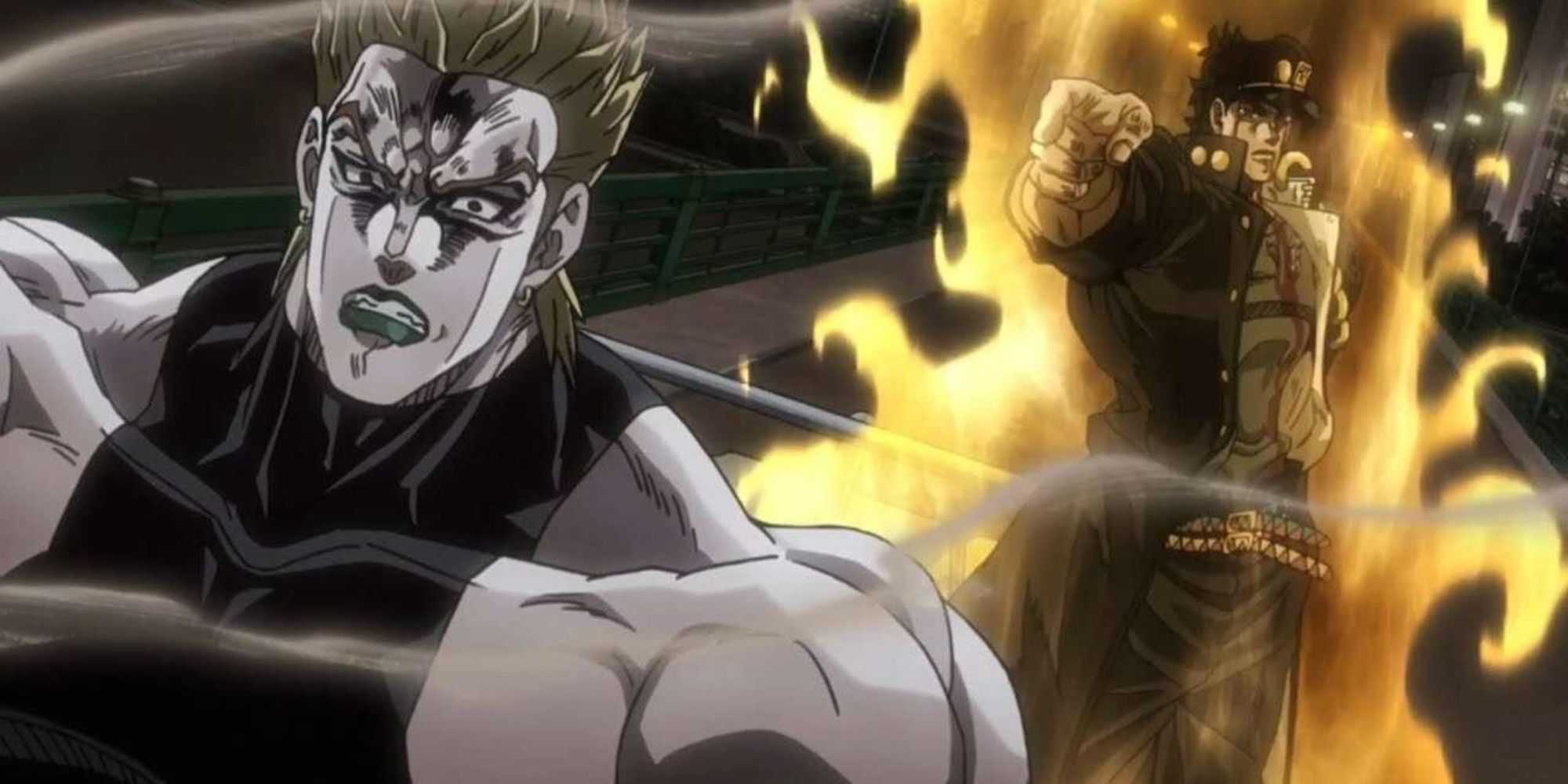 Jotaro Kujo e Dio Brando em JoJo's Bizarre Adventure: Stardust Crusaders