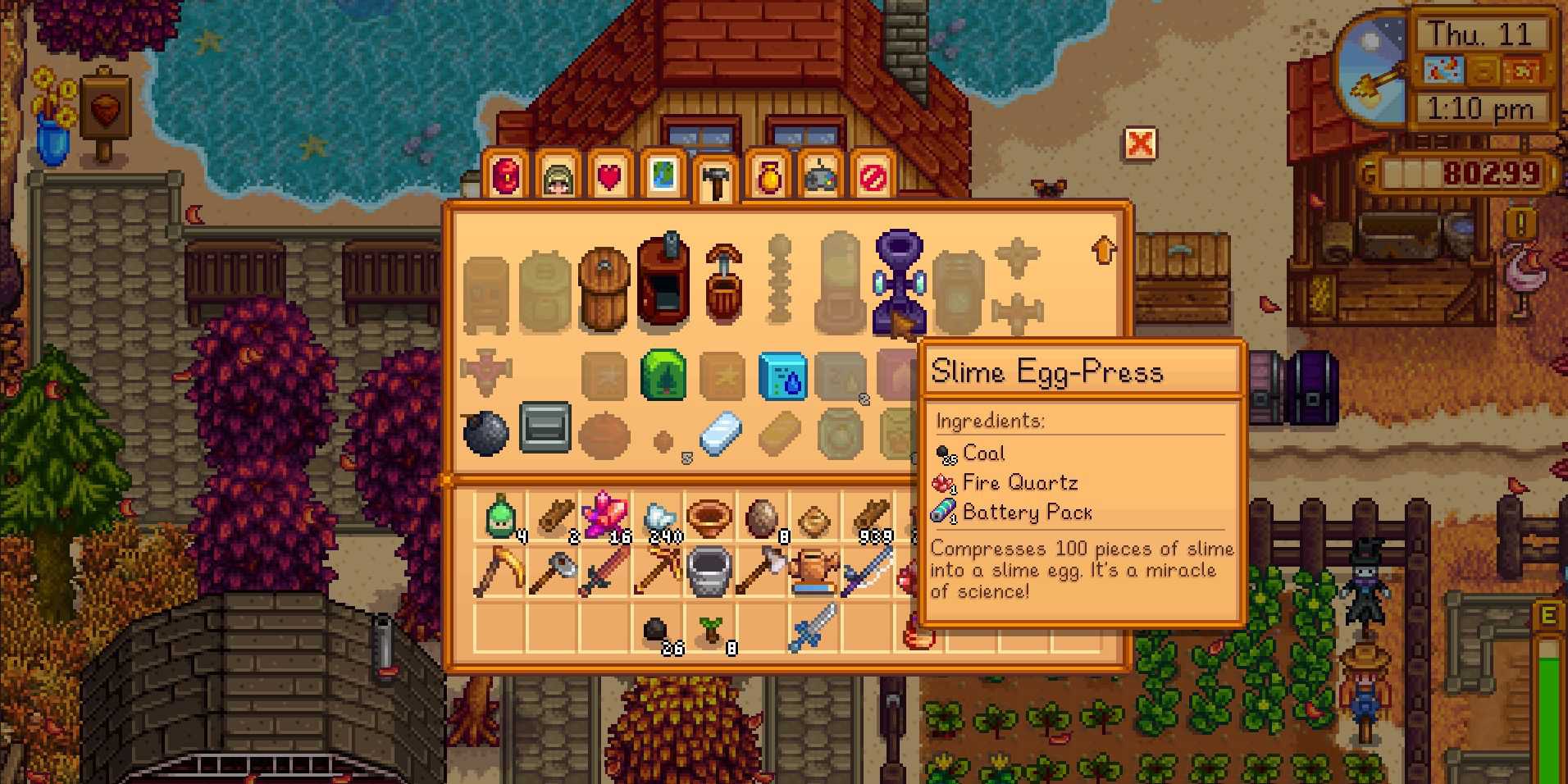 Imagem de uma receita de Slime Egg-Press em Stardew Valley