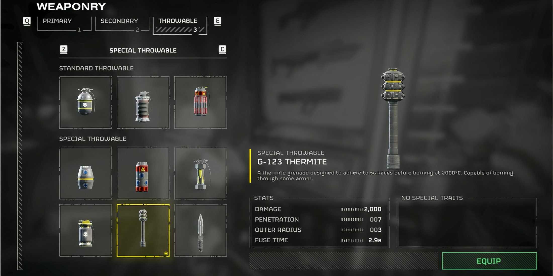 Helldivers 2 September 17 Rebalancing Patch Thermite Grenade Throwable Weapon Stats