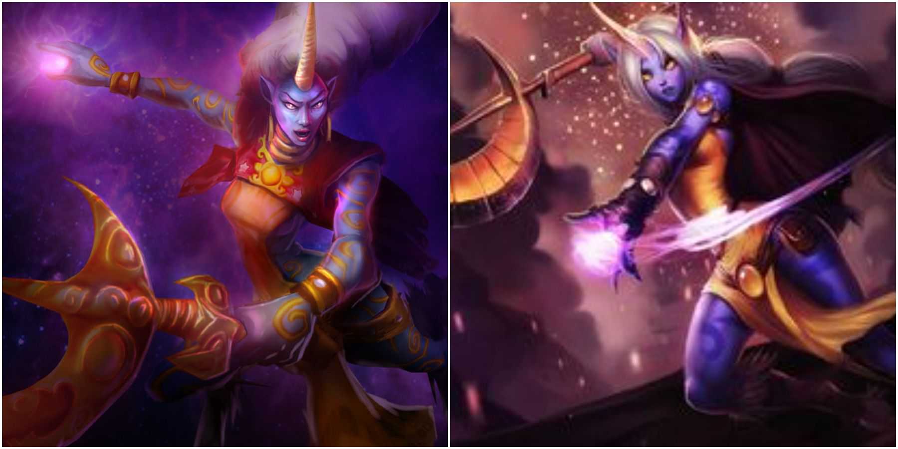 Arte original e atual de Soraka em League of Legends