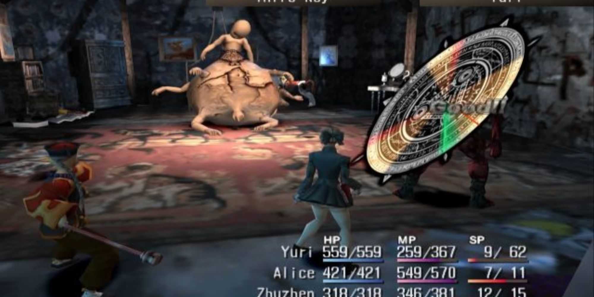 Fighting a battle in Shadow Hearts