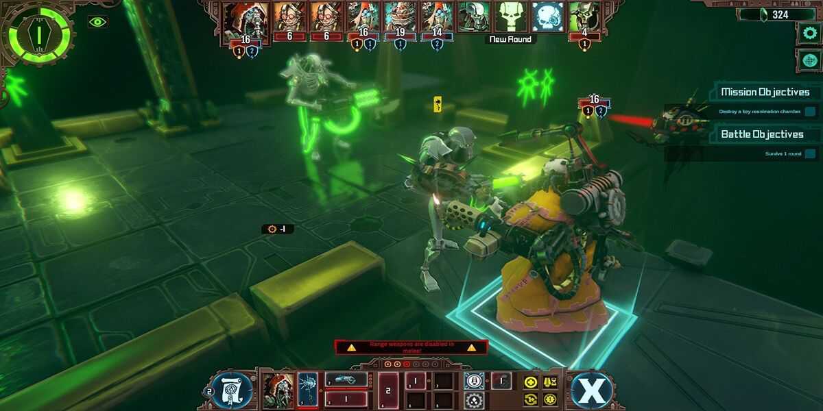 Battle view in Warhammer 40k Mechanicus