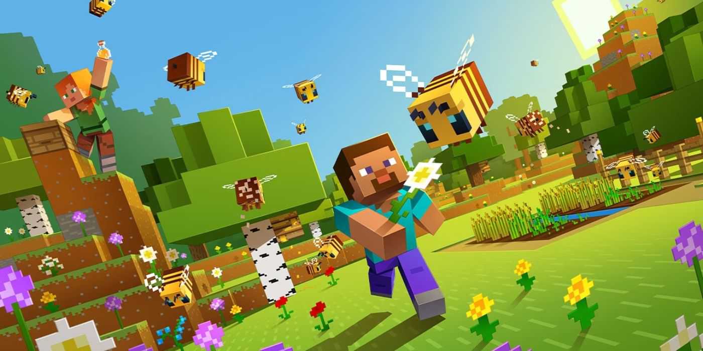 Minecraft Steve chasing a bee