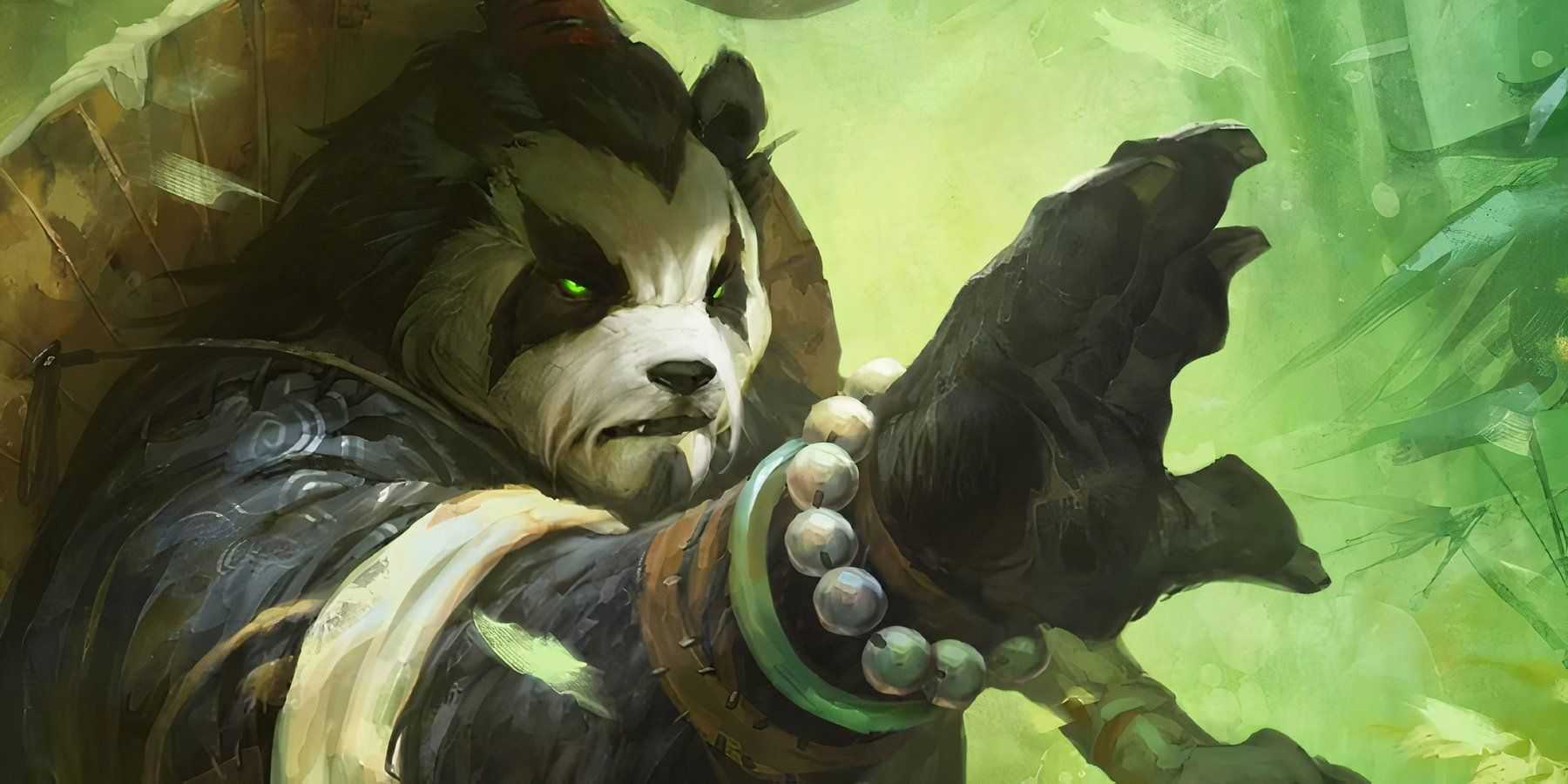 Personagem panda do World of Warcraft com uma mão estendida