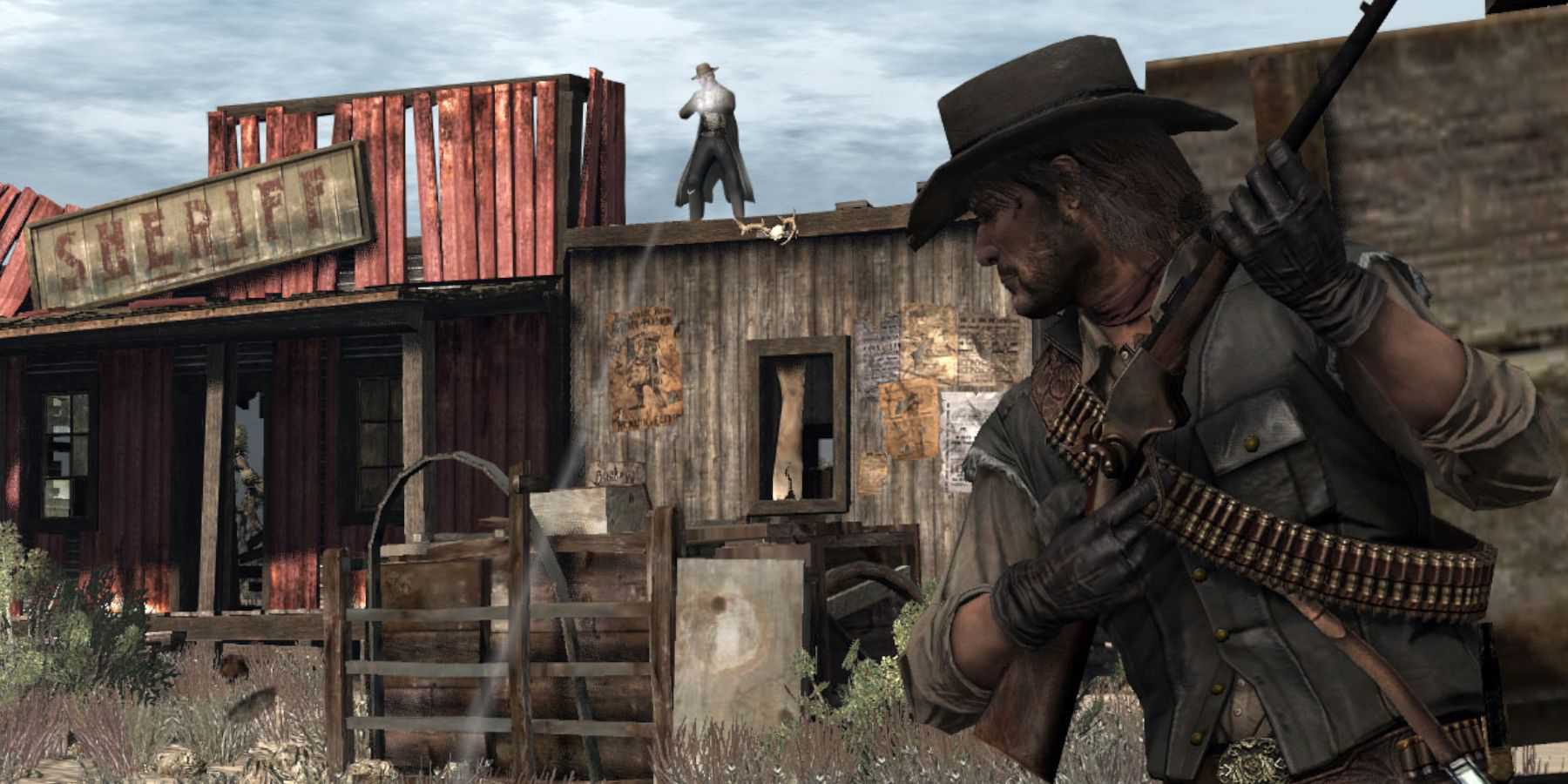 Red Dead Redemption John Marston se escondendo em um tiroteio