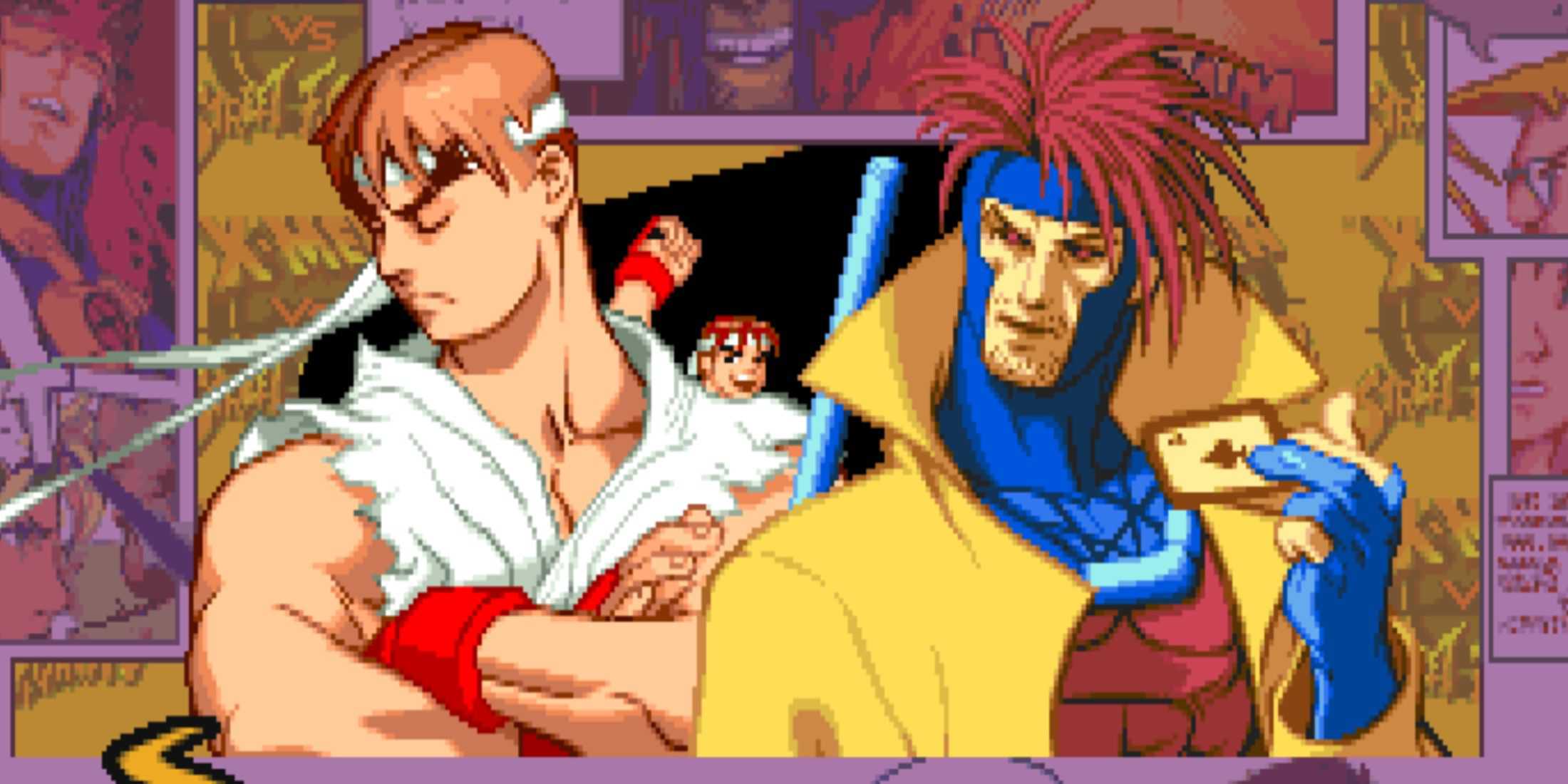 X Men vs Street Fighter Ryu and Gambit