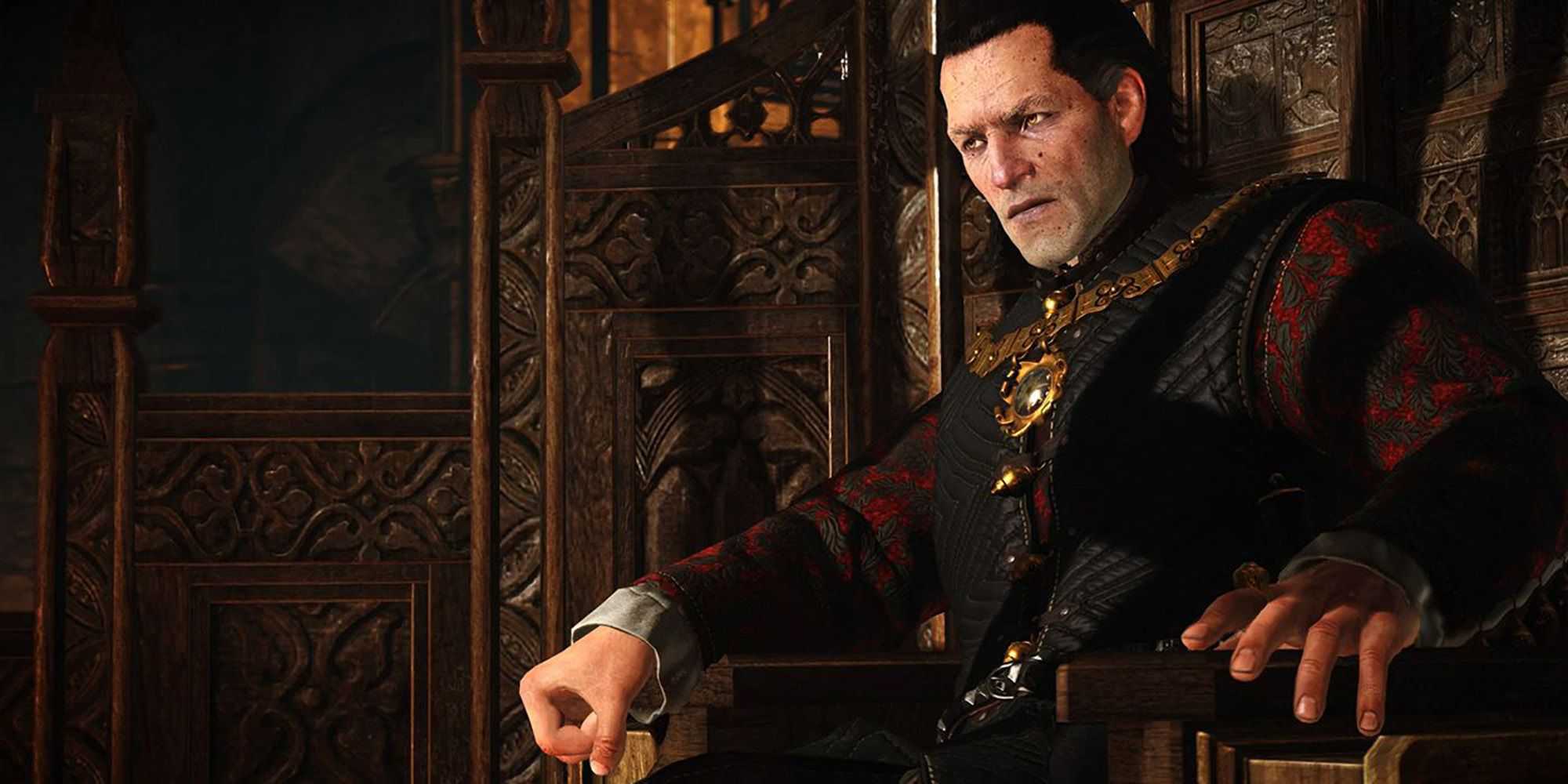 Witcher 3 - Emhyr olhando severamente para Geralt