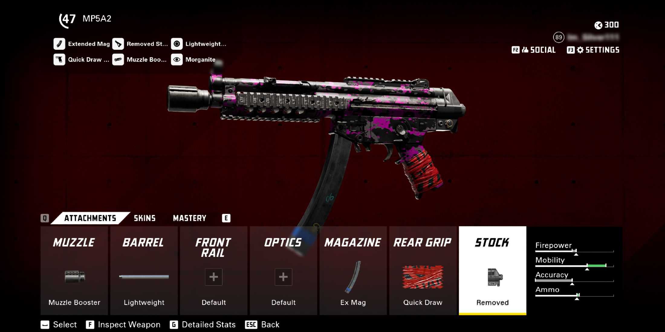 Captura de tela mostrando o melhor carregamento de curto alcance do MP5A2 no XDefiant