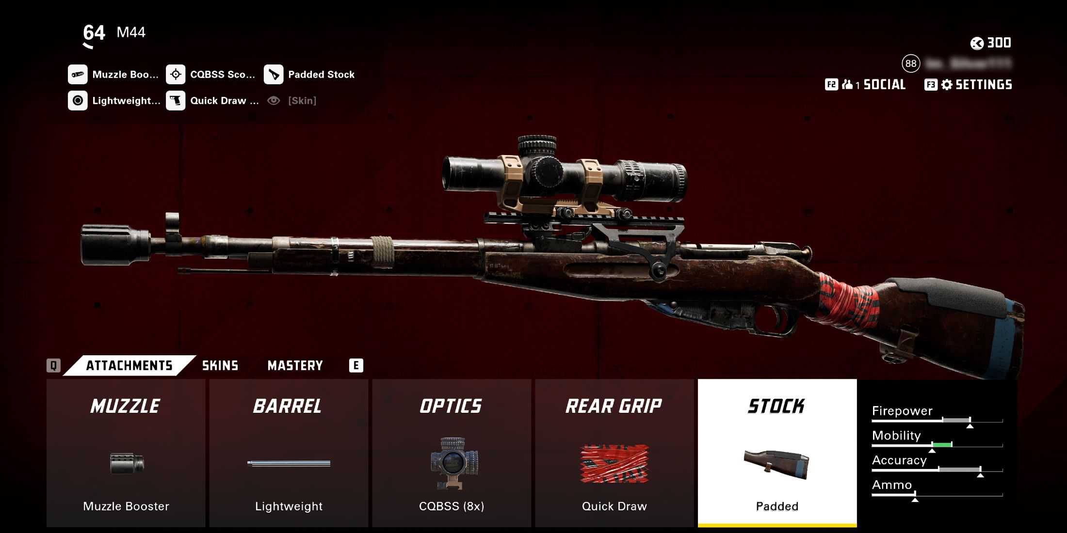 Screenshot showcasing the best quick scope M44 loadout for XDefiant 