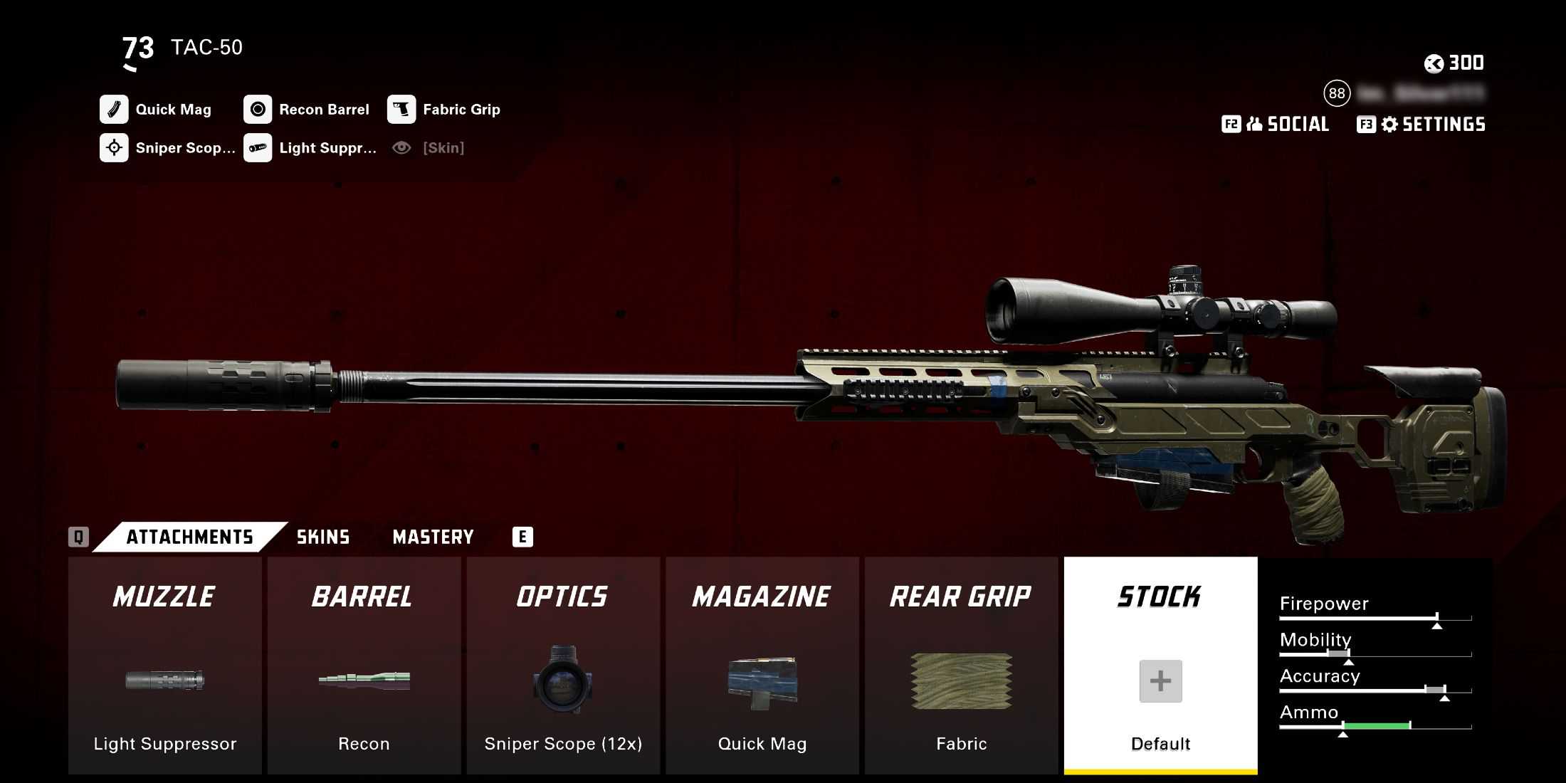 Screenshot showcasing the best TAC-50 early-game loadout for XDefiant 