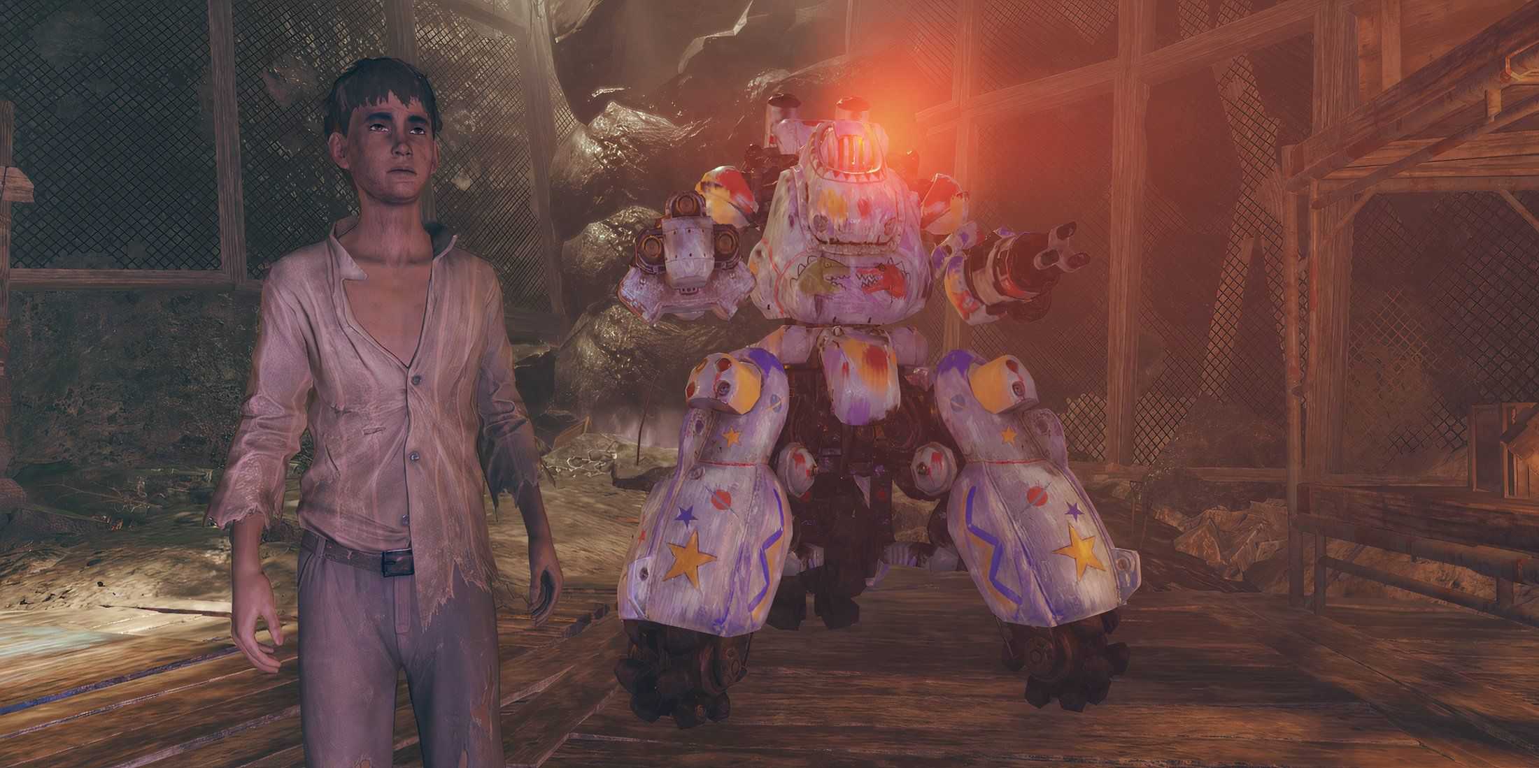 Fallout 76 Milepost Zero Caravans Update Caravan Crew Member Axel the Decorator and Gyro Sentry Robot