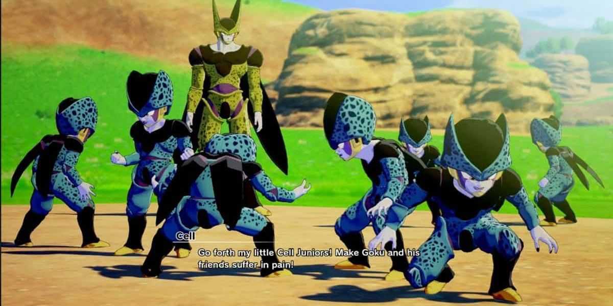 Cell e os lacaios de Cell Jr. em Dragon Ball Z: Kakarot