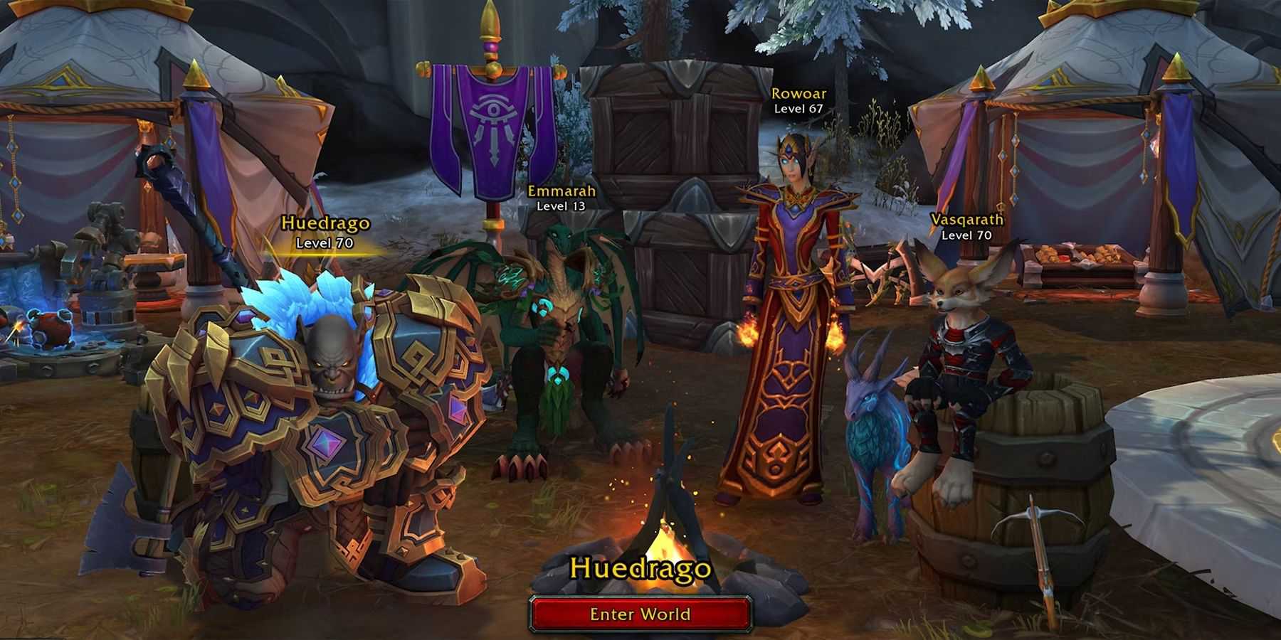 world of warcraft the war within warbands character select screen concept