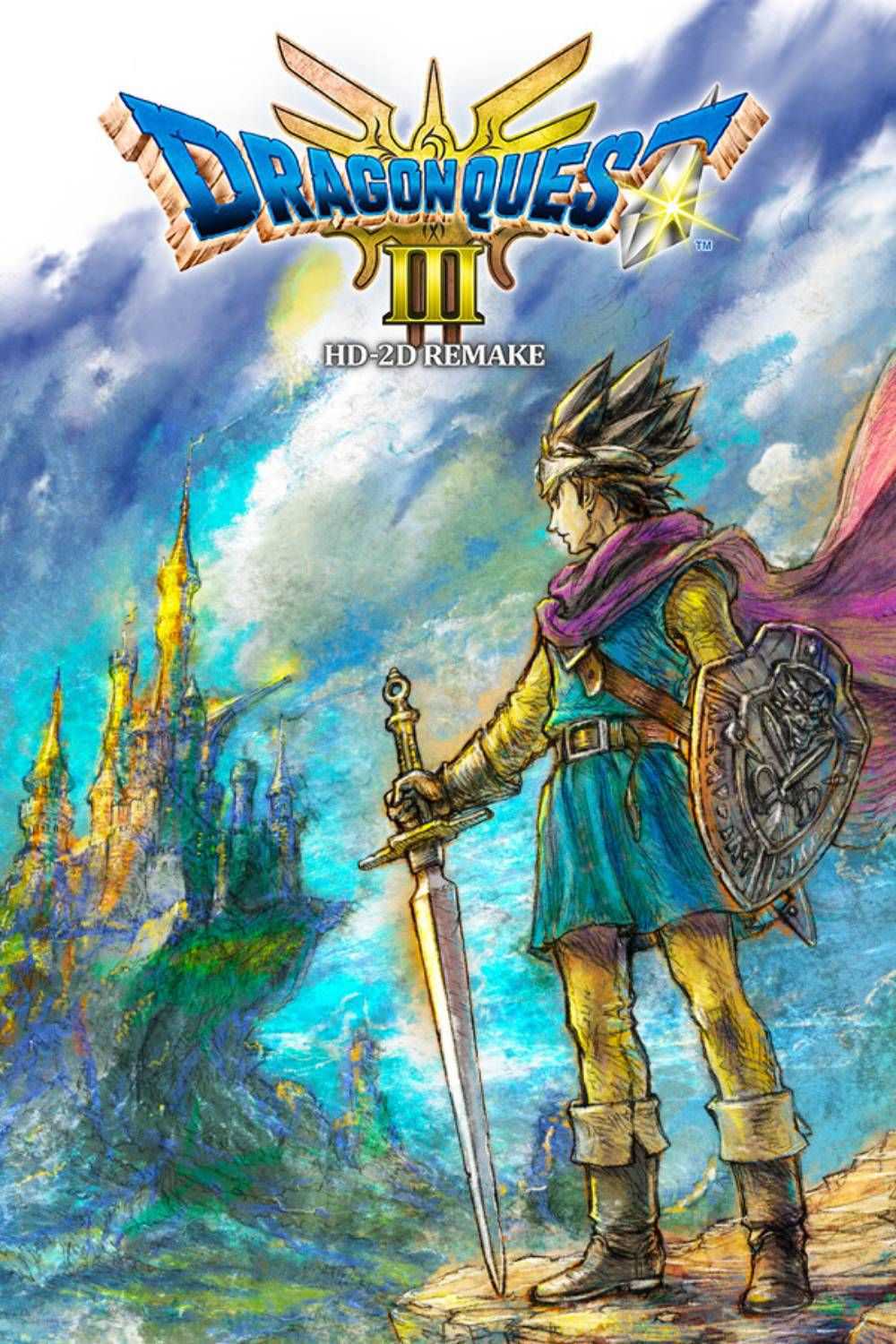 Arte da capa da página da etiqueta do remake de Dragon Quest III HD-2D