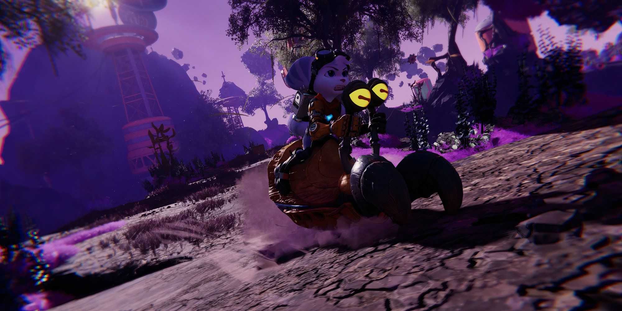 Riding a monster in Ratchet & Clank Rift Apart