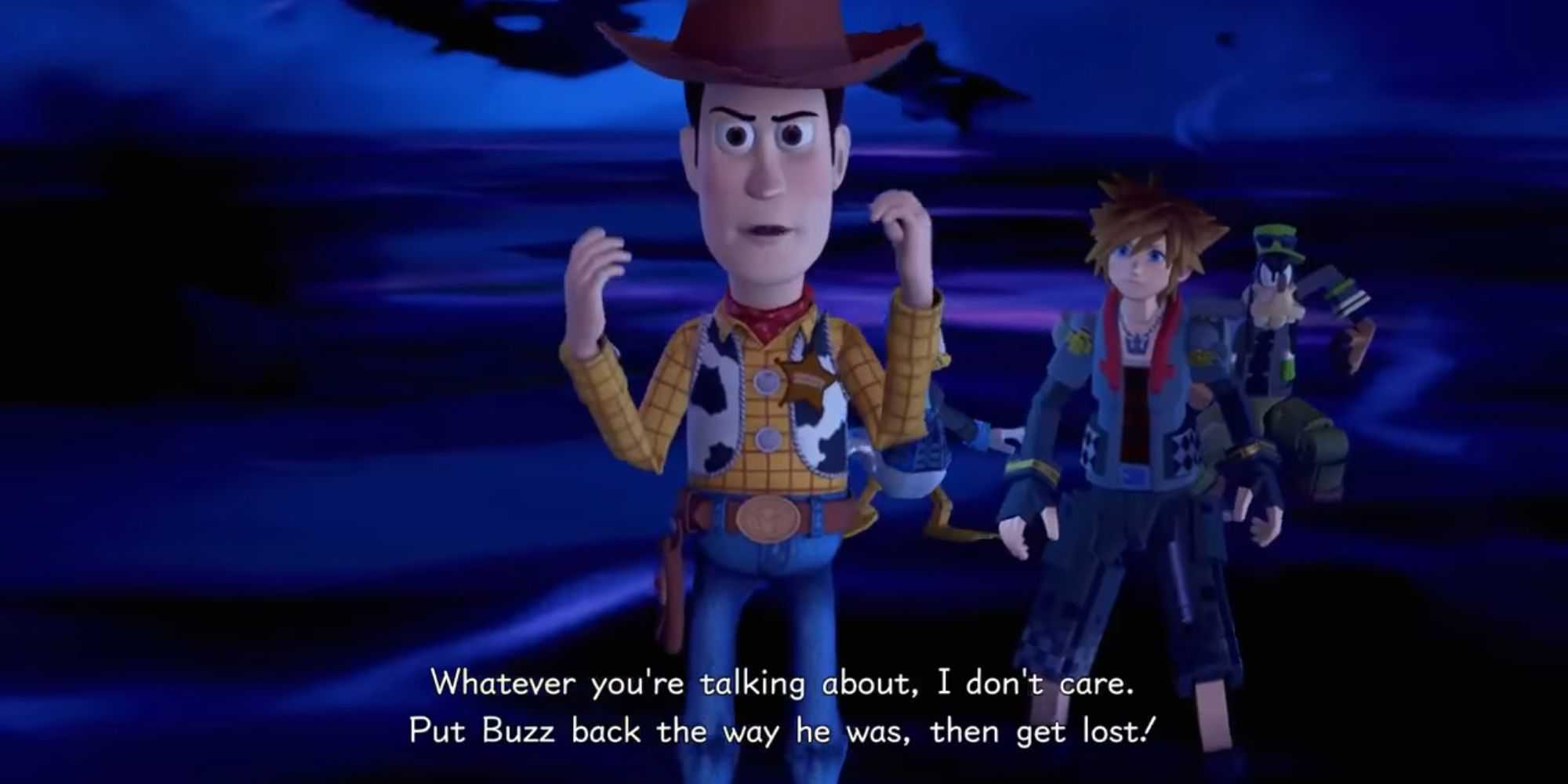 Woody confronts Young Xehanort in Kingdom Hearts 3