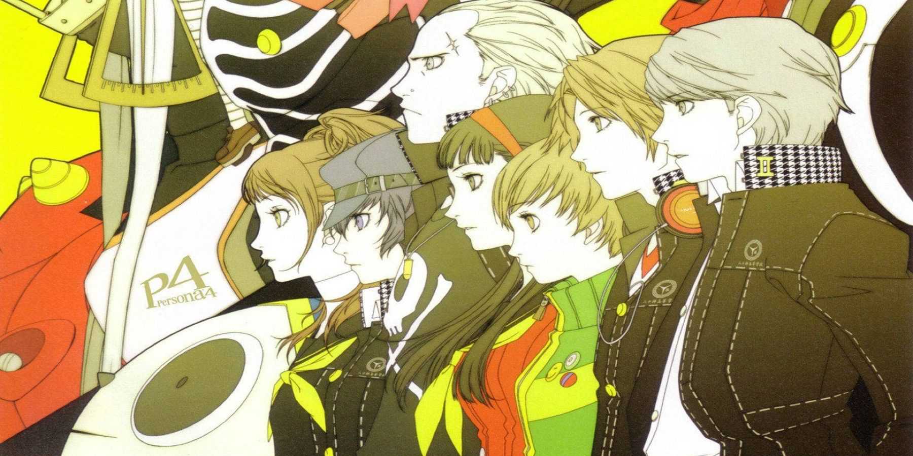 Arte oficial dos membros do grupo Persona 4 Golden em perfil