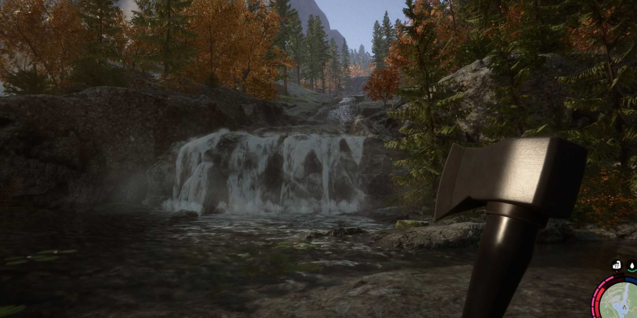 A small waterfall and river in Sons of the Forest