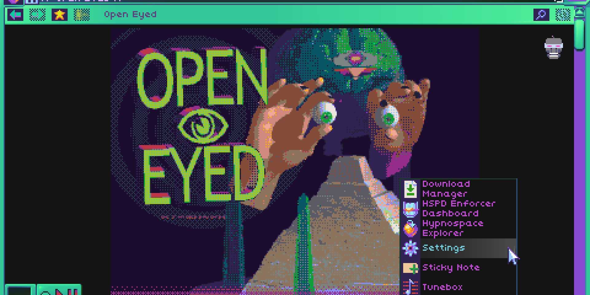 Uma captura de tela do Hypnospace Outlaw mostrando um site do jogo chamado 