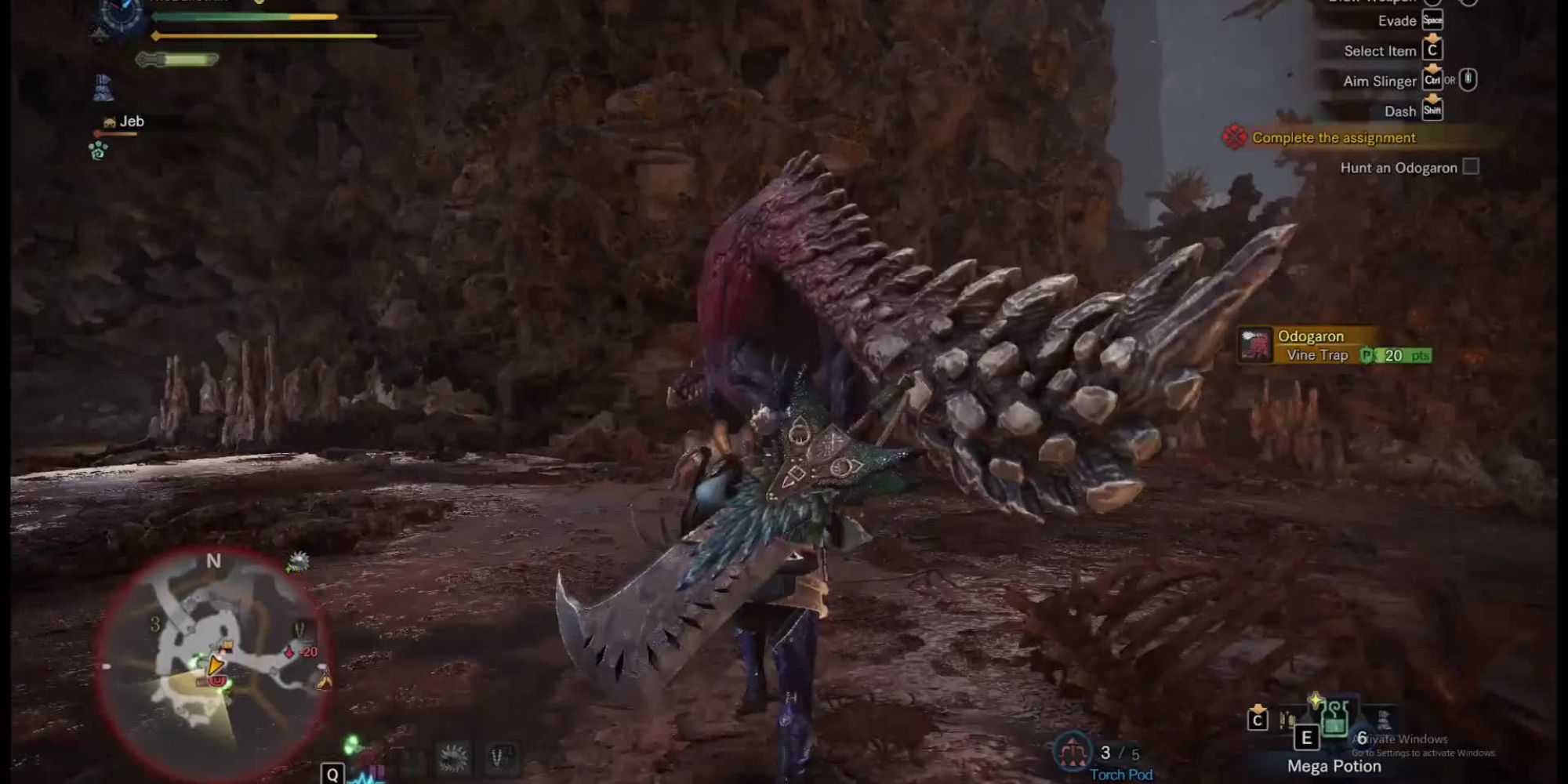 Um usuário de Greatsword se aproximando de um monstro