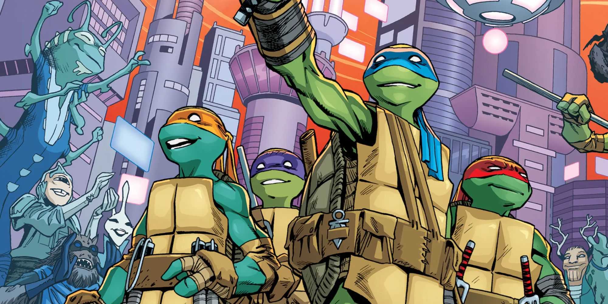 O TMNT em uma cidade futurista