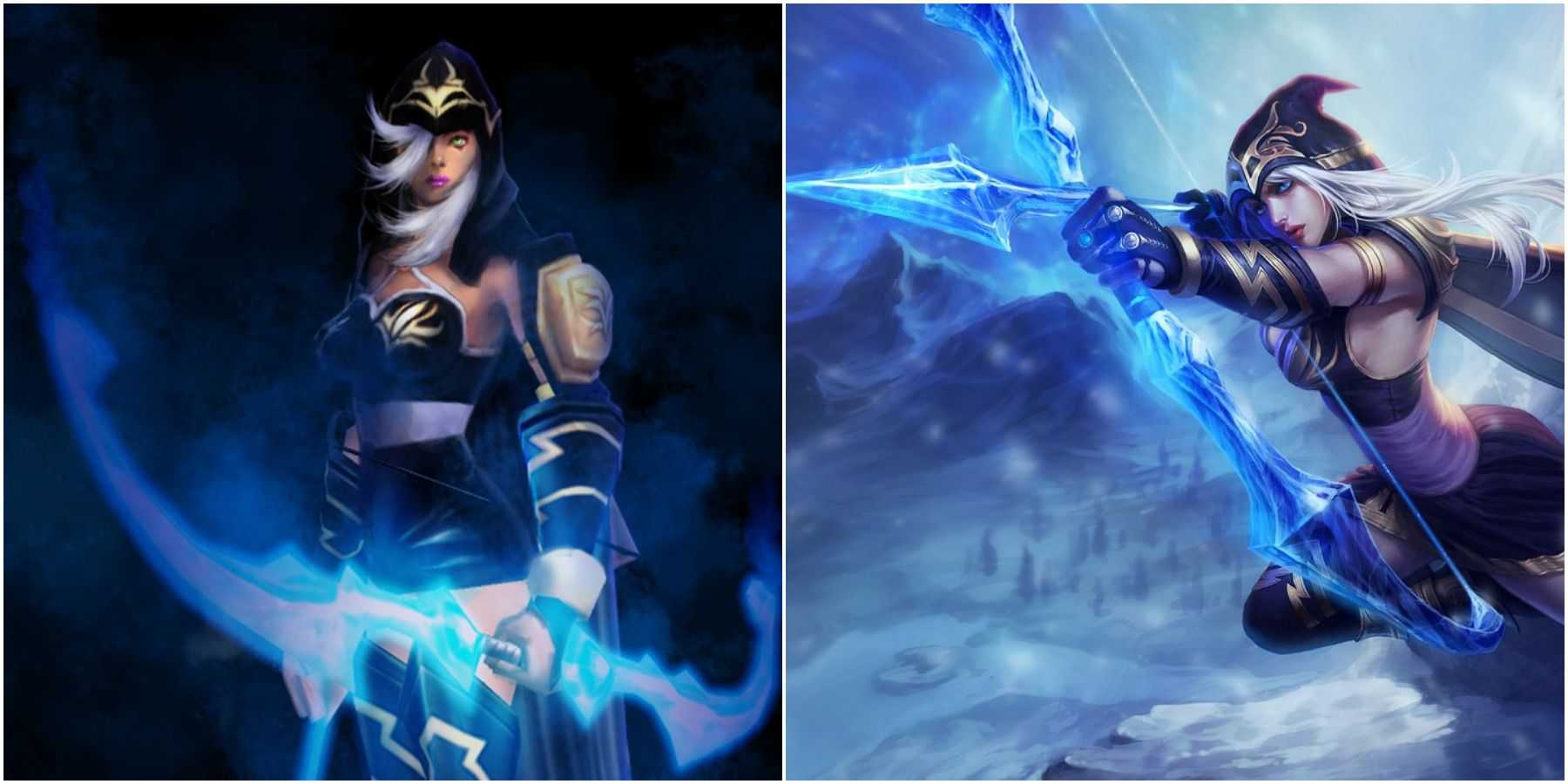 Arte original e atual de Ashe em League of Legends