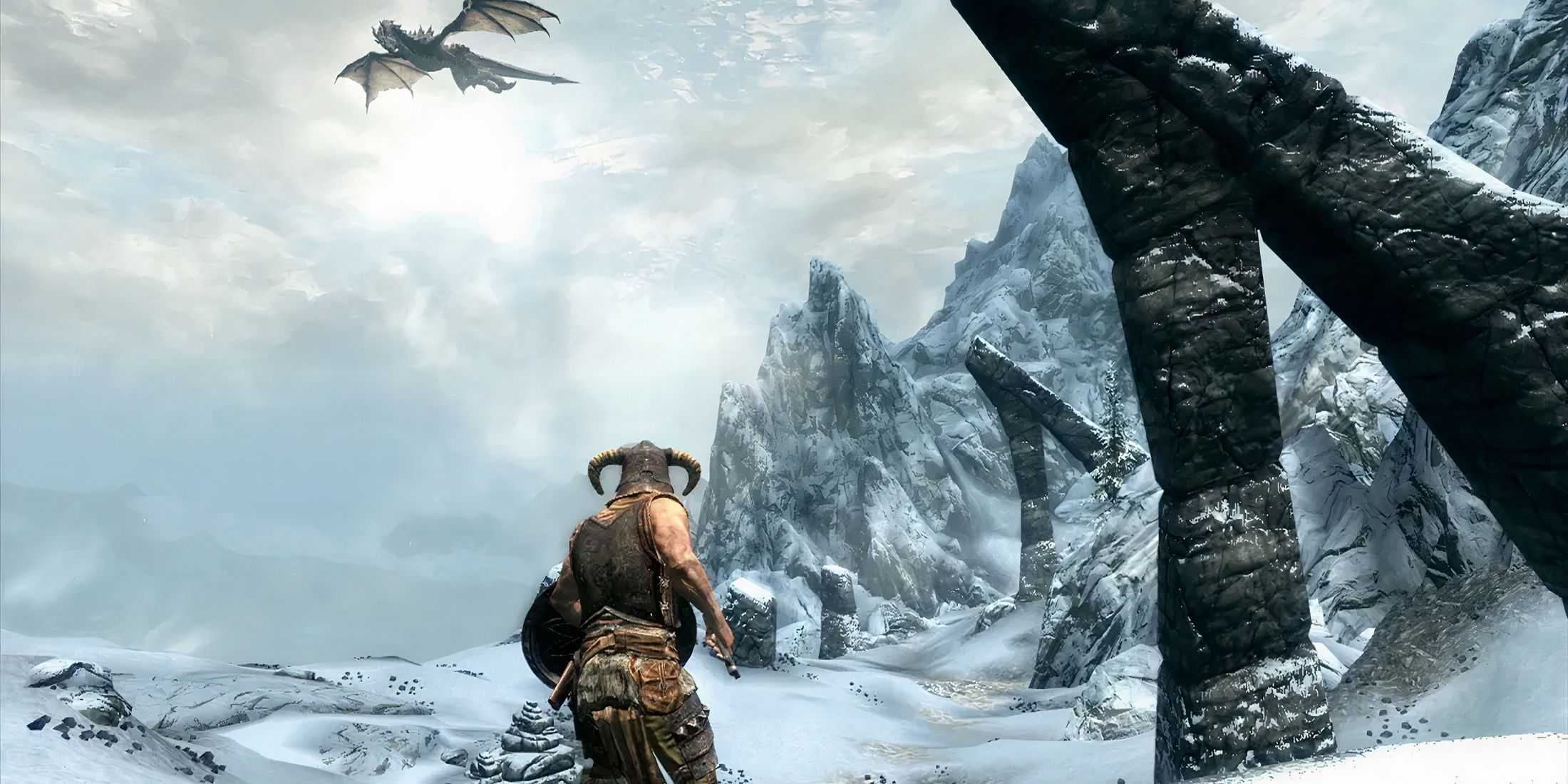 The Elder Scrolls 5 Skyrim Dragonborn in the snow