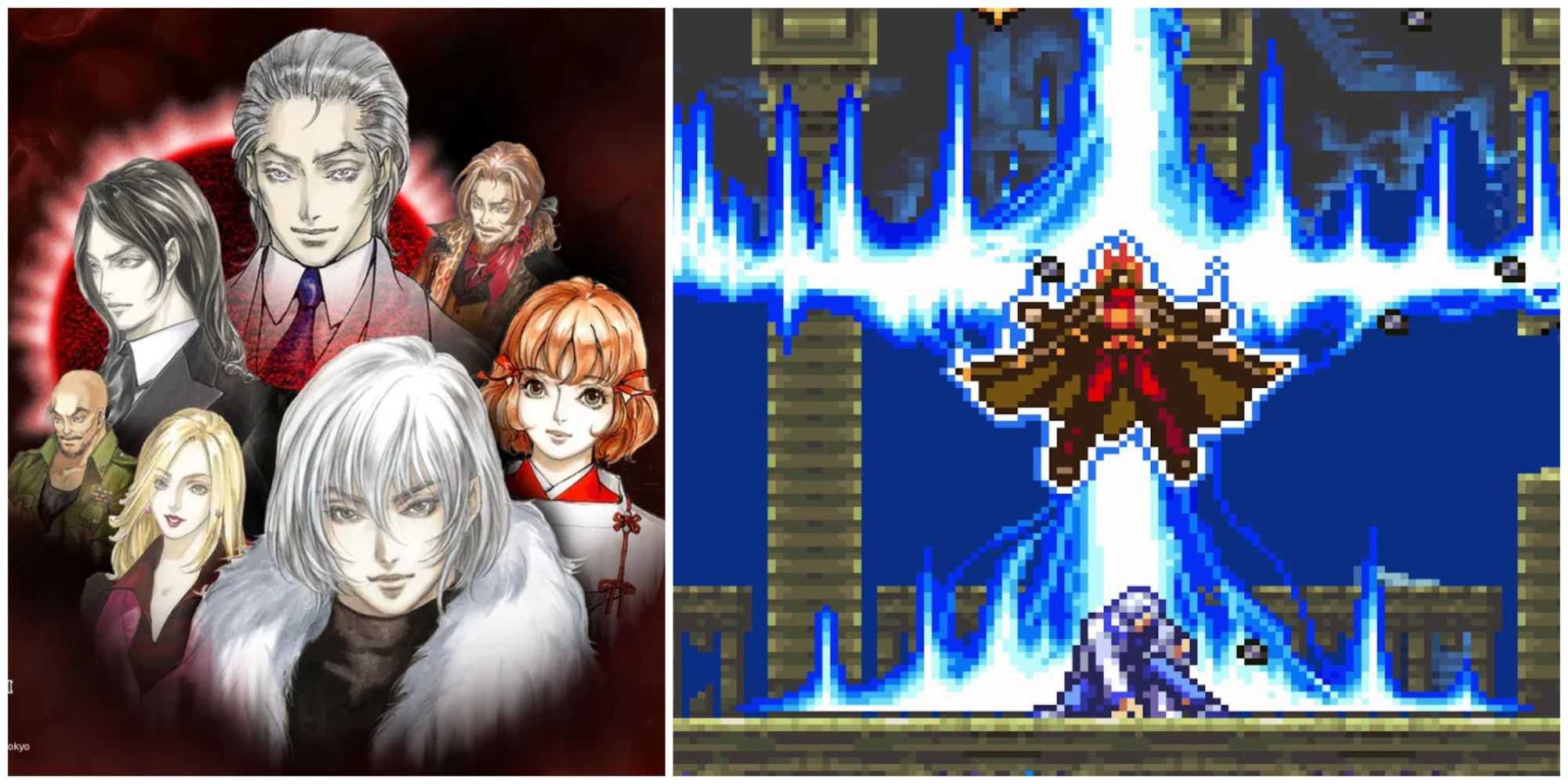 images of Soma Cruz and Julius Belmont in Castlevania Aria of Sorrow