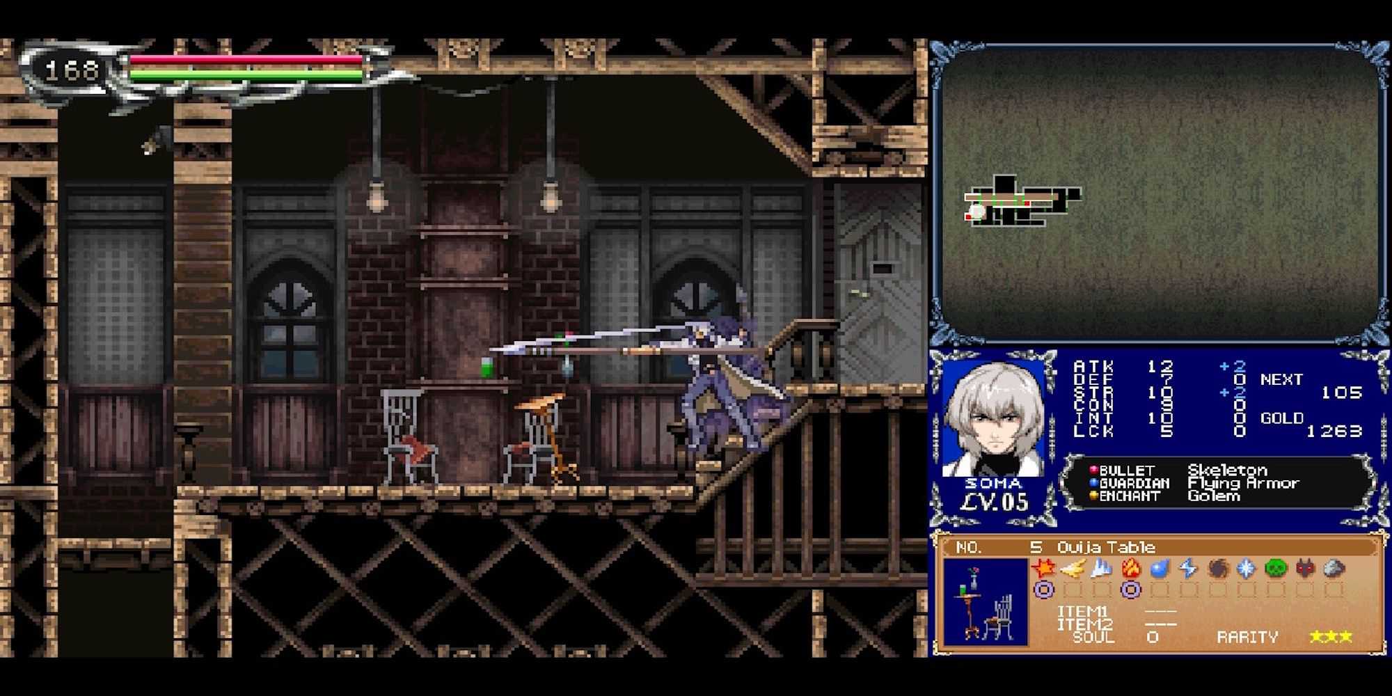 Fighting an Ouija Table in Castlevania Dawn of Sorrow