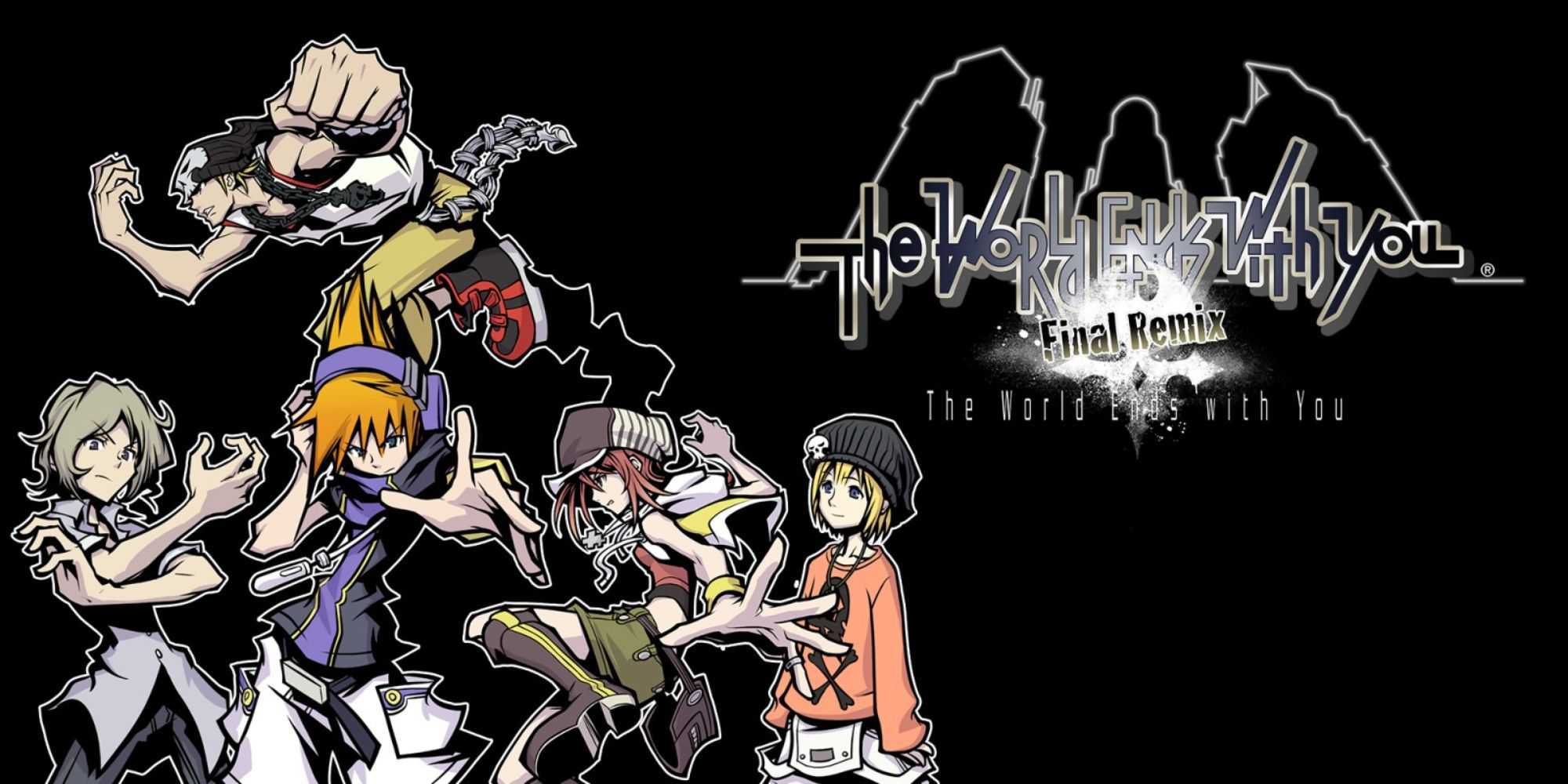 The cast of The World Ends with You beside the title