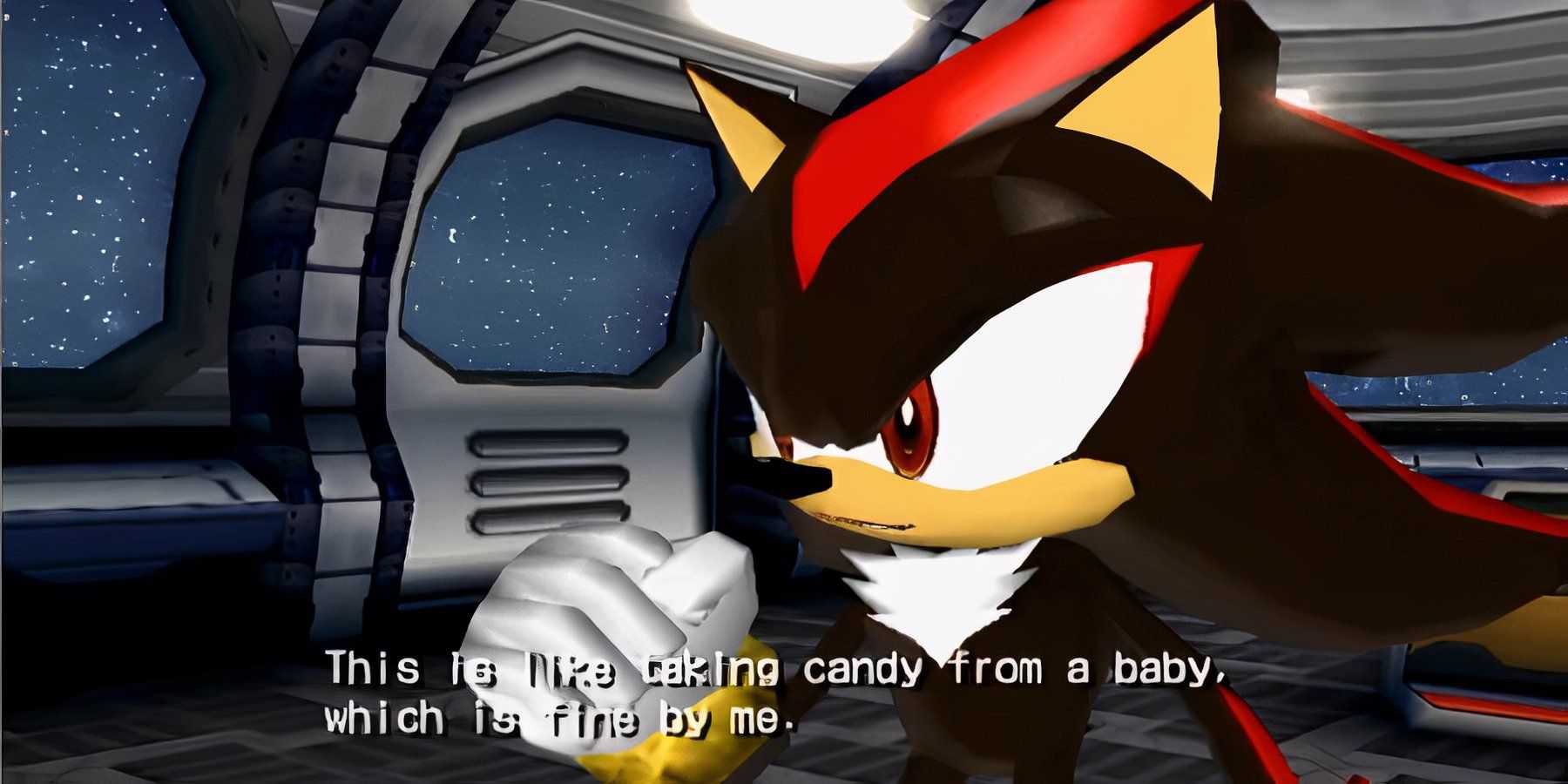 shadow the hedgehog taking candy from a baby