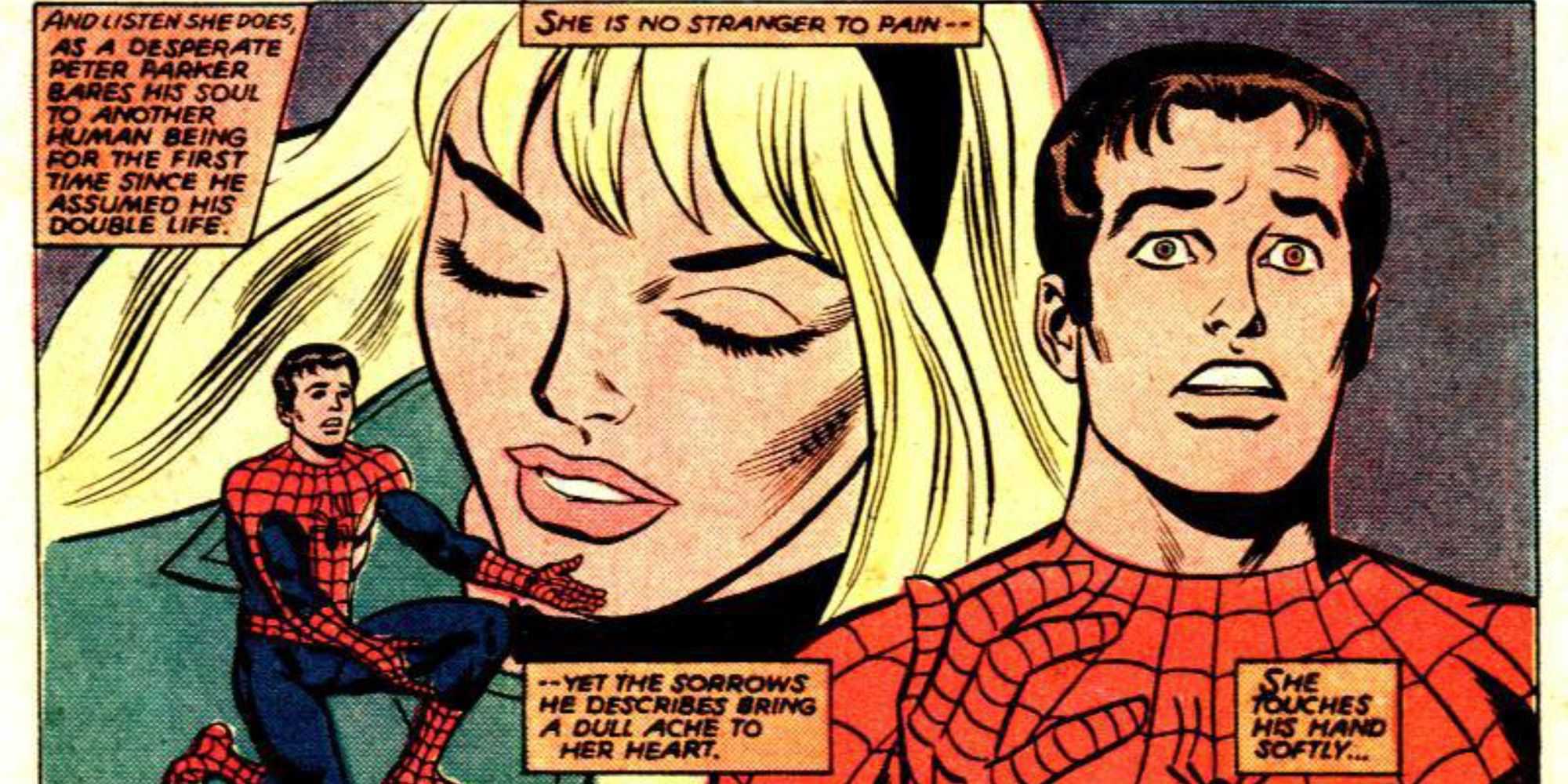 Homem-Aranha implorando para Gwen Stacy