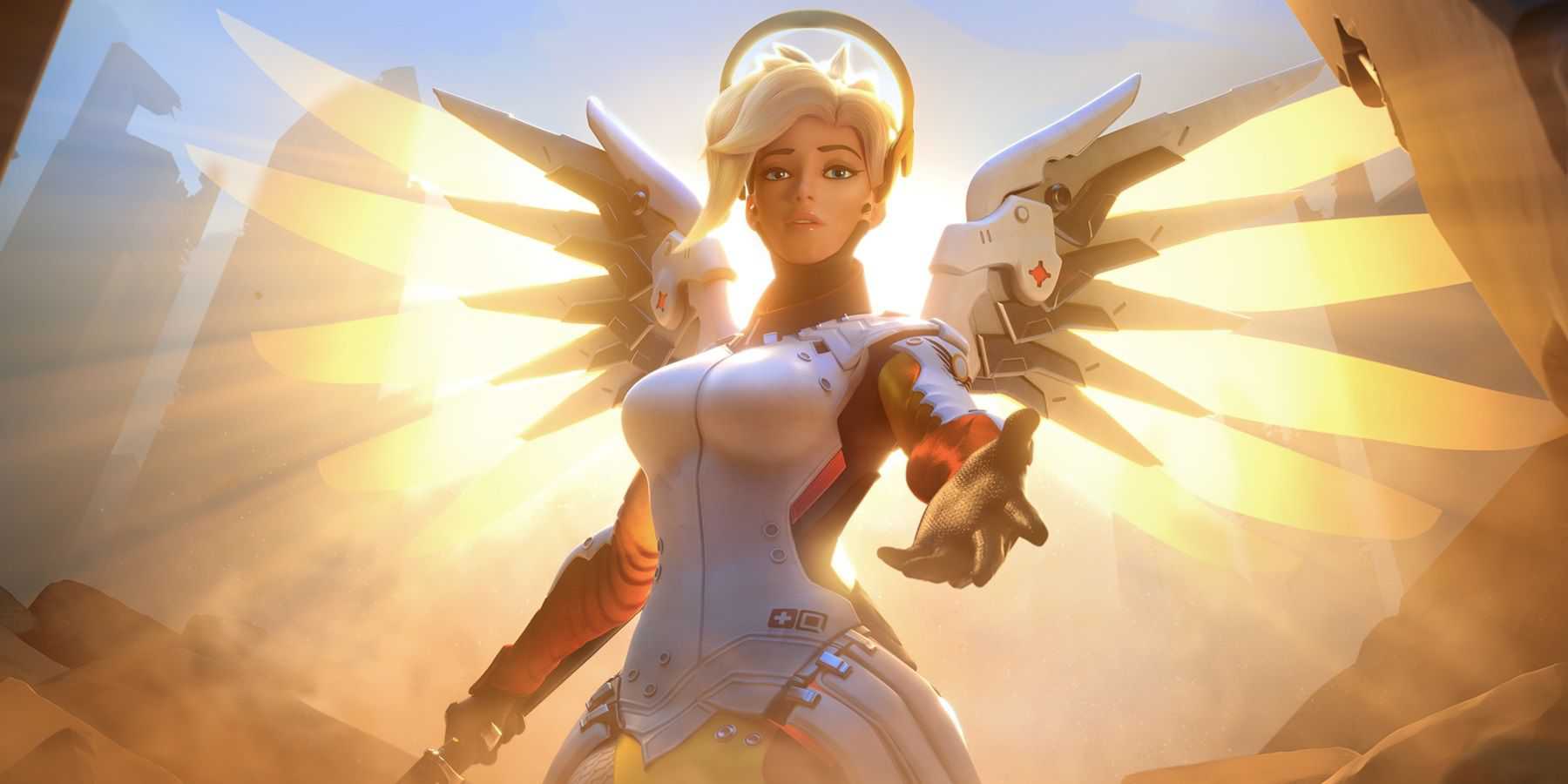 mercy support hero overwatch official promo art