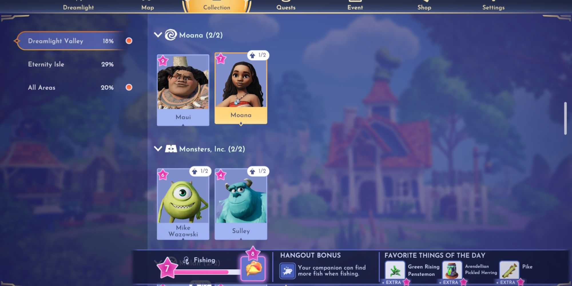 friendship collection menu in disney dreamlight valley