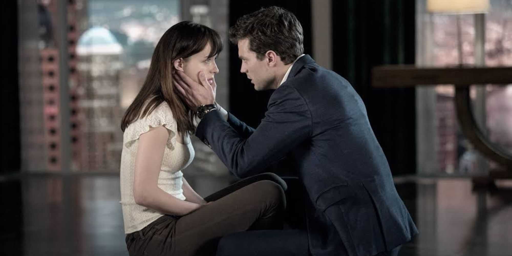 Anastasia and Christian in Fifty Shades of Grey