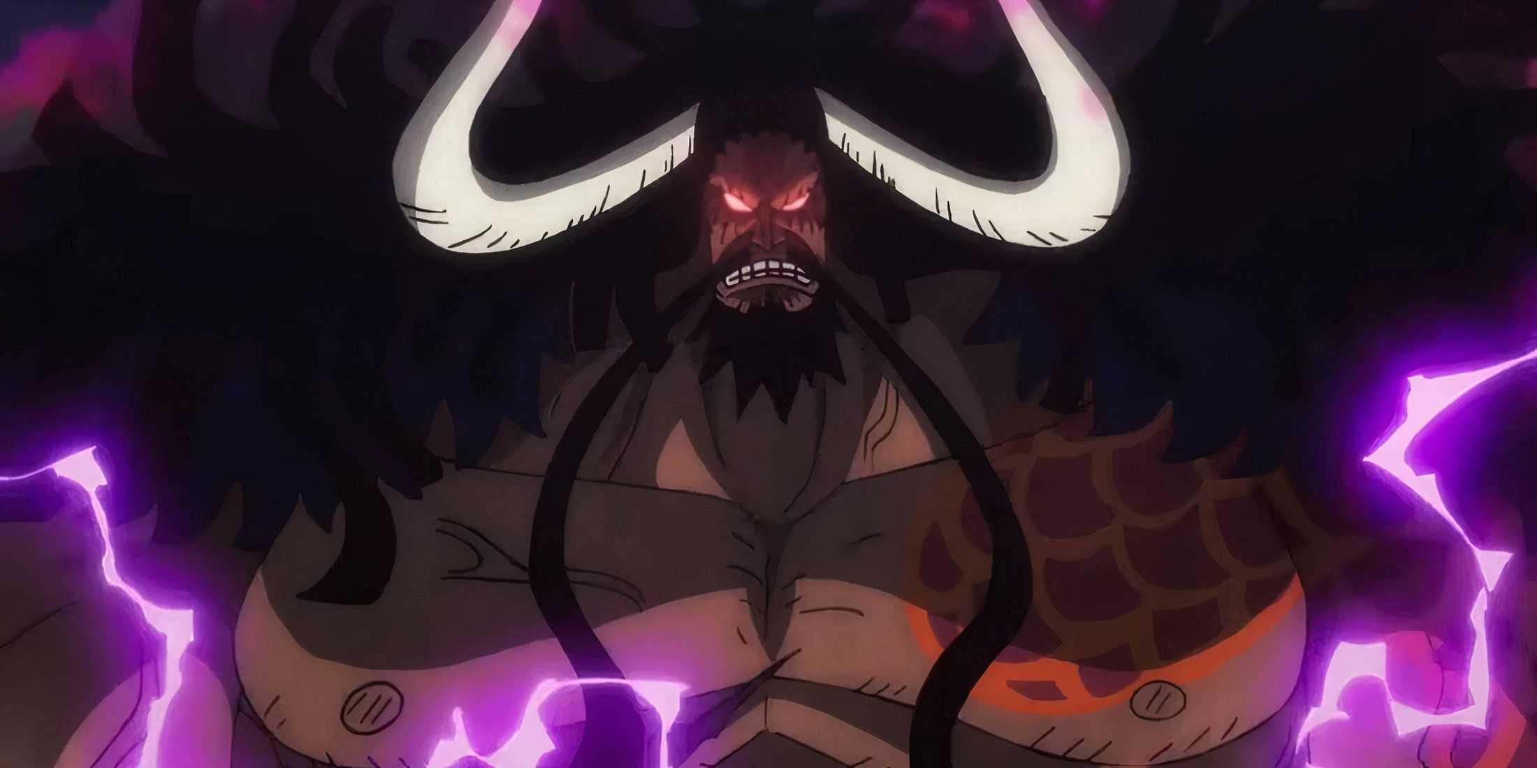 Kaido Red-eyed de One Piece encarando Gear 5th Luffy