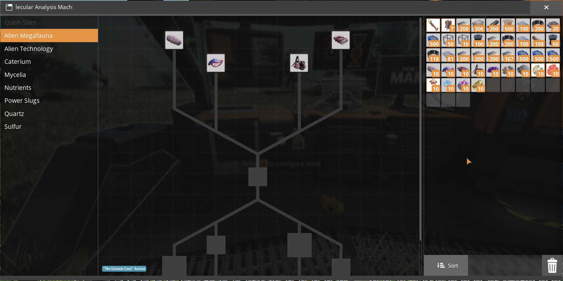 Alien Megafauna, research tech tree in MAM in Satisfactory