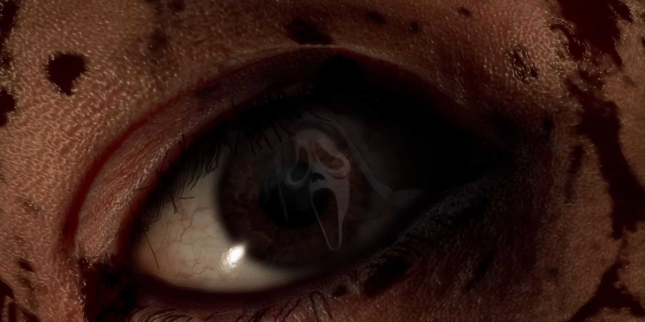 Mortal Kombat 1 showcasing the start of Scream's fatality through the opponent's eyes